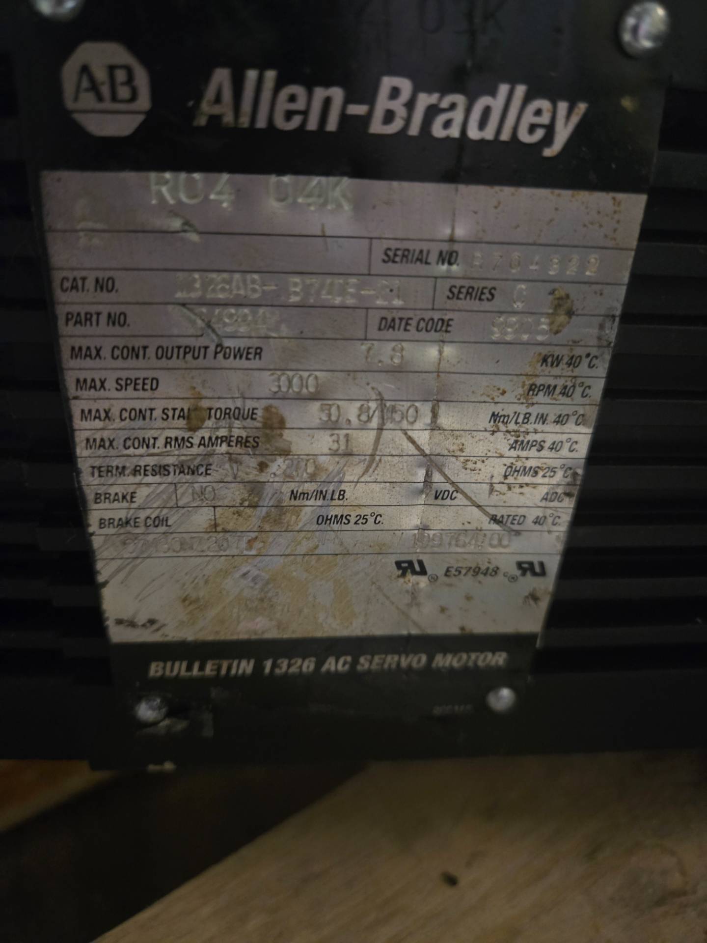 ALLEN-BRADLEY 1326AB-B740E-21 BULLETIN 1326 AC SERVO MOTOR - undefined