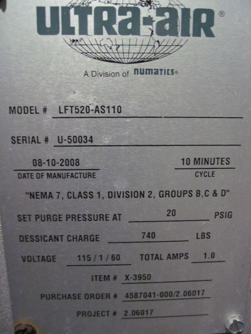 2008 ULTRA-AIR LFT520-AS110 AIR DRYER - undefined