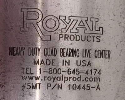 ROYAL HEAVY DUTY QUAD BEARING LIVE CENTER 10445-A #5 MT STANDARD POINT - undefined
