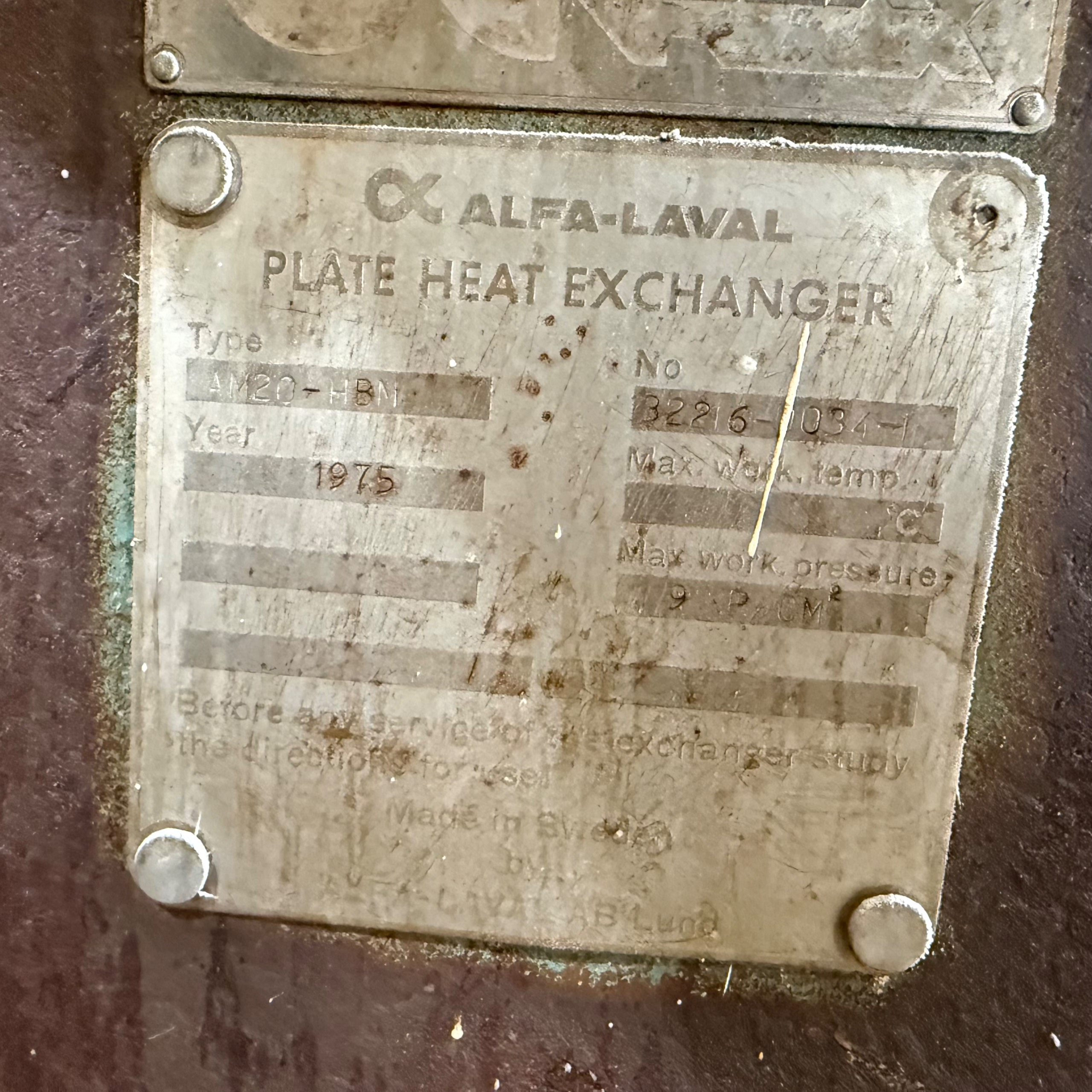 1975 ALFA LAVAL AM20-HBM HEAT EXCHANGER - undefined