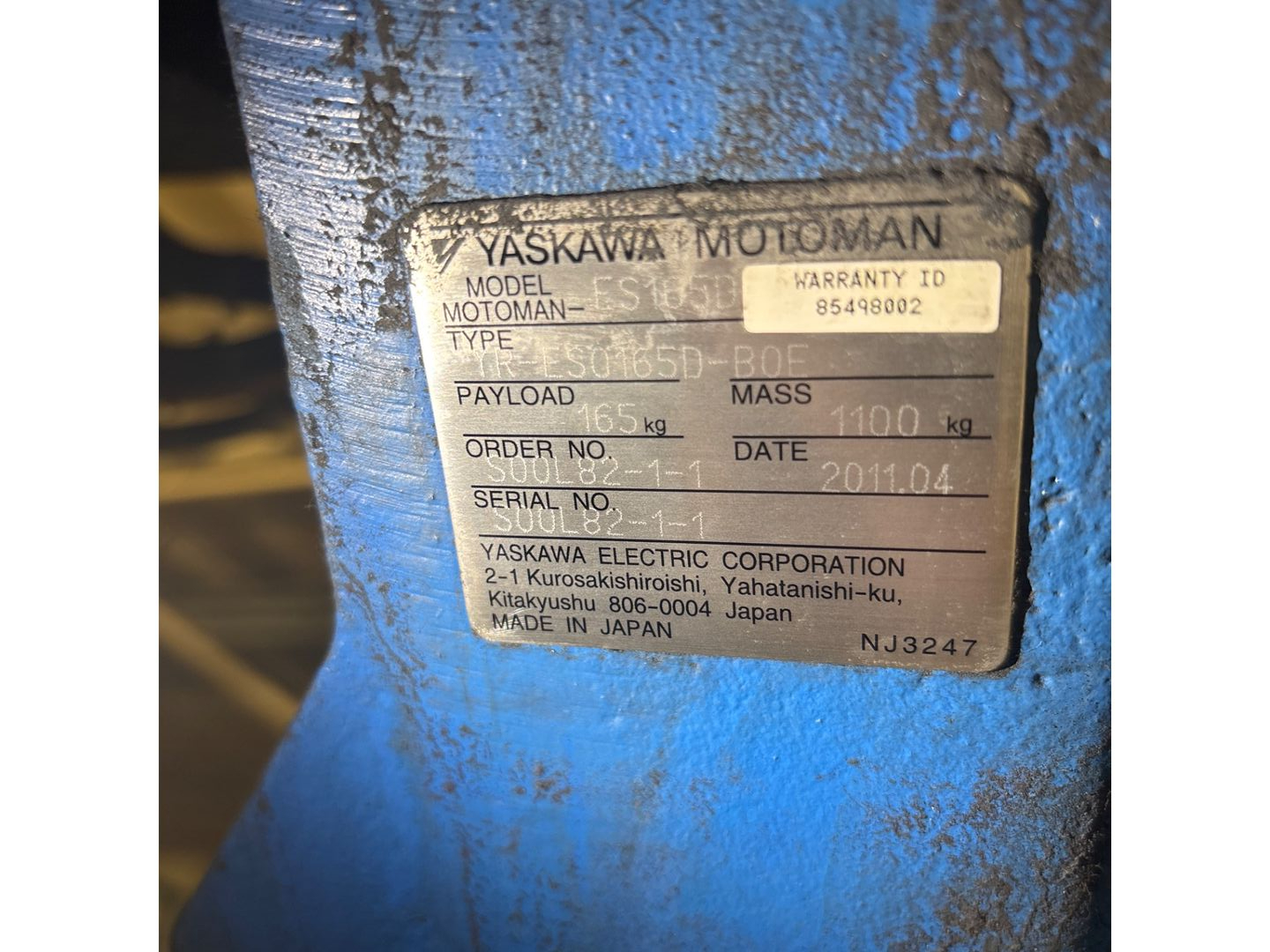 2011 YASKAWA MOTOMAN-ES165D ARTICULATED ROBOT - undefined