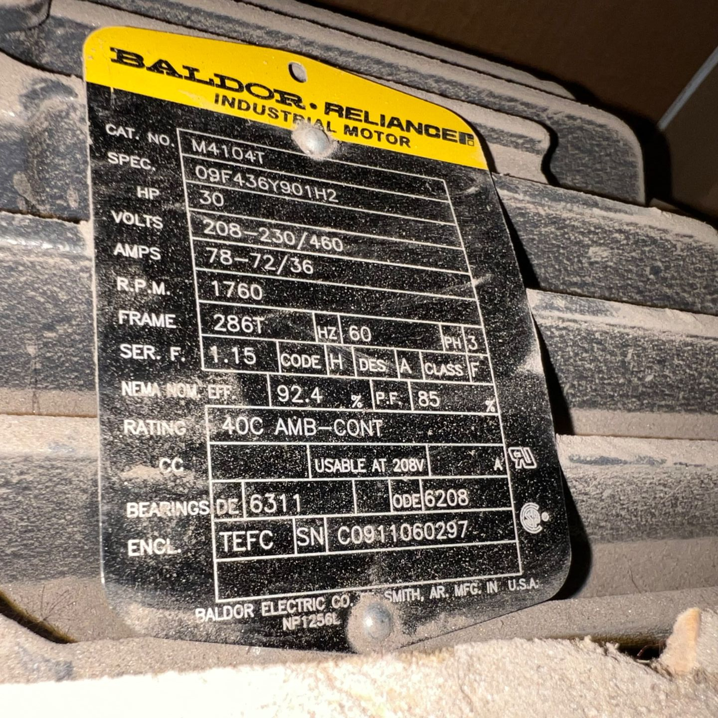 BALDOR M4104T AC MOTOR - undefined