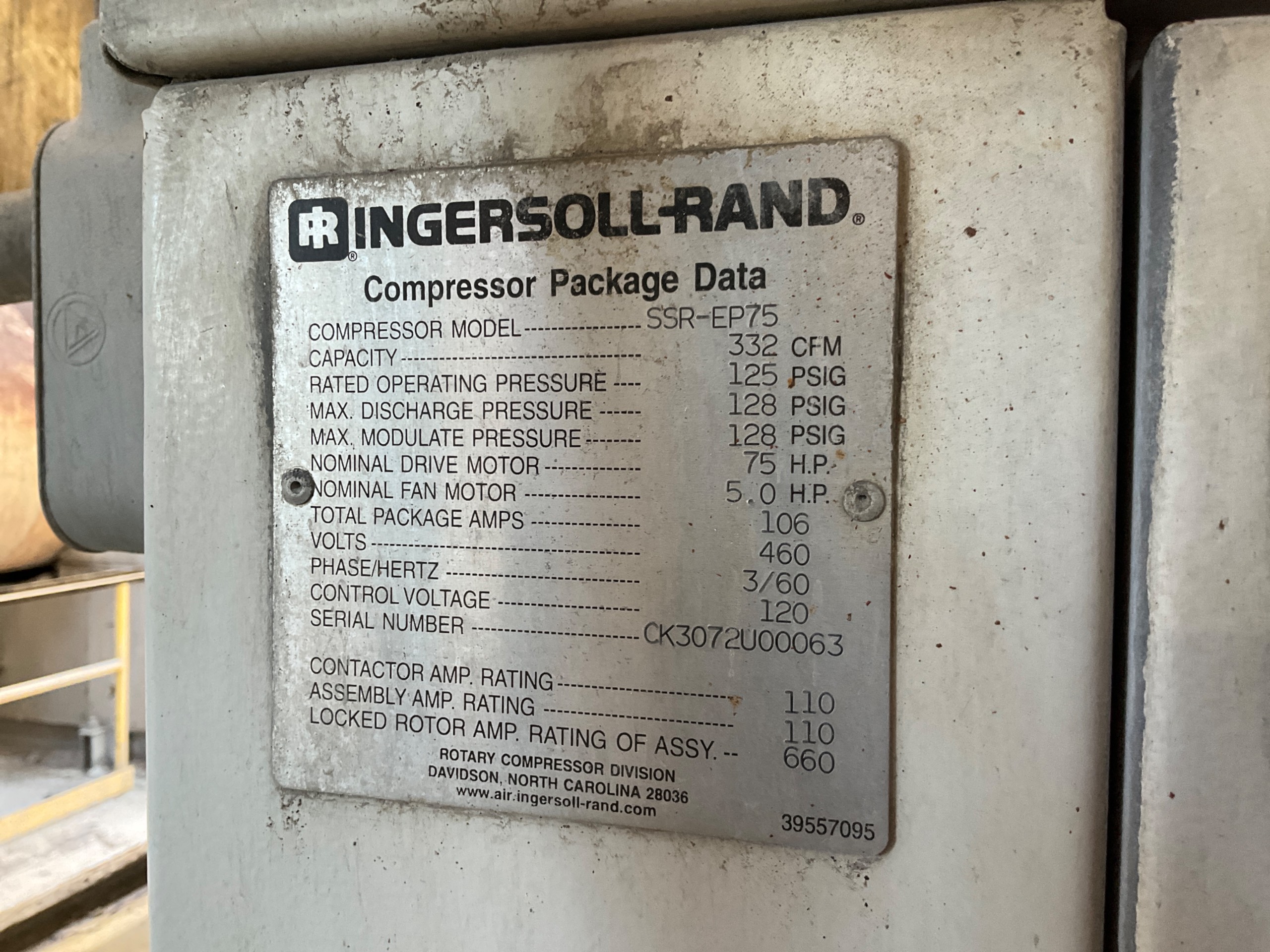 INGERSOLL RAND SSR-EP75 AIR COMPRESSOR - undefined