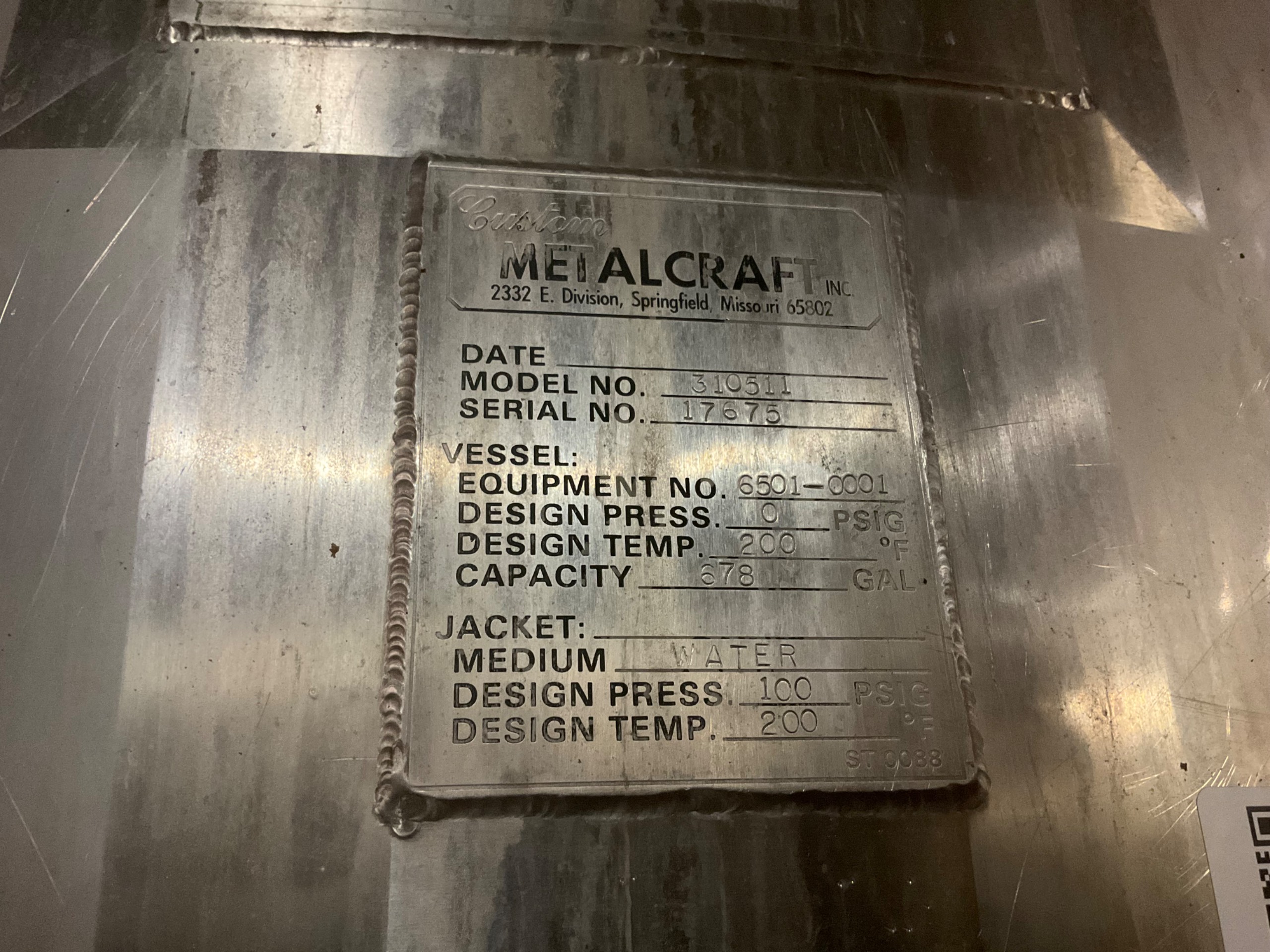 1994 METALCRAFT 310511 MIXER TANK - undefined