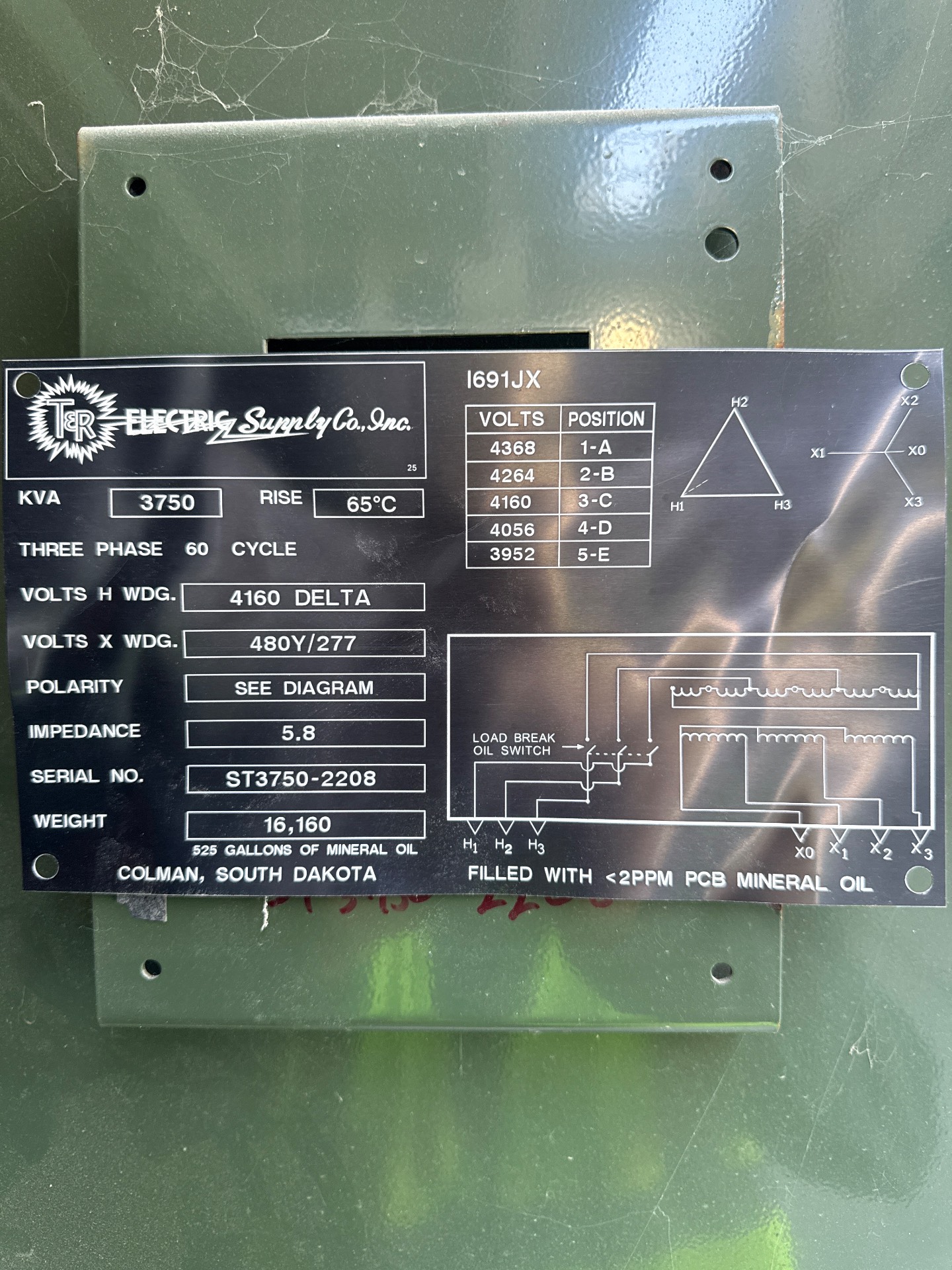 3750 KVA THREE-PHASE OIL FILLED POWER TRANSFORMER WITH MAIN DISCONNECT - undefined
