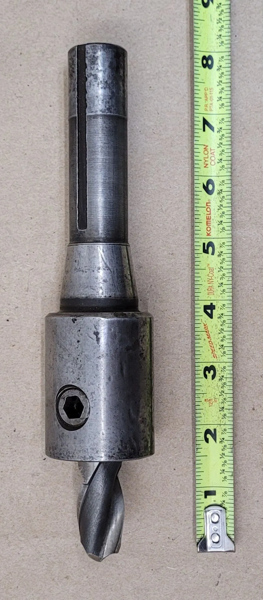 BRIDGEPORT R8 END MILL HOLDER, 3/4" DIAMETER, 8" LENGTH, WITH 2-FLUTE 1-1/2" END MILL - undefined