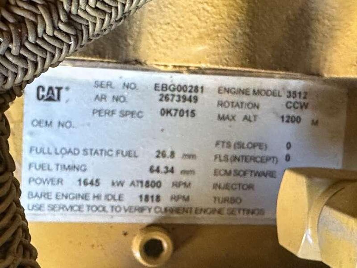 2009 CATERPILLAR 3512C DIESEL GENERATOR, EPA TIER 2 1500 KW - undefined