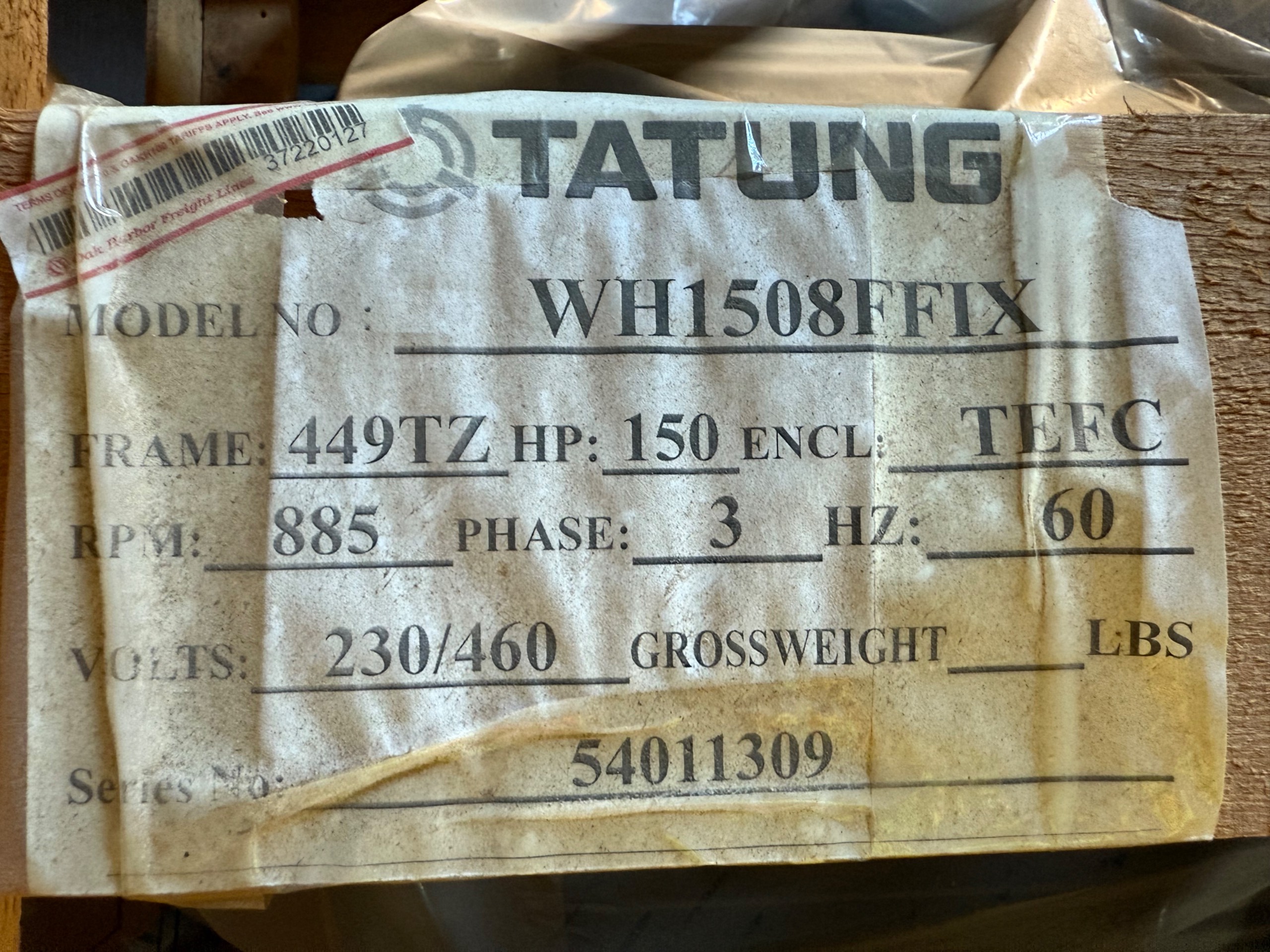 TATUNG WH1508FFLX AC MOTOR - undefined