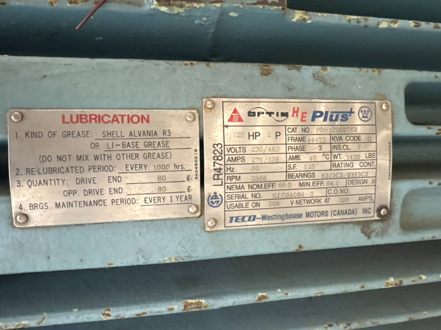 TECO WESTINGHOUSE PDH12502TE2 125 HP AC MOTOR - undefined