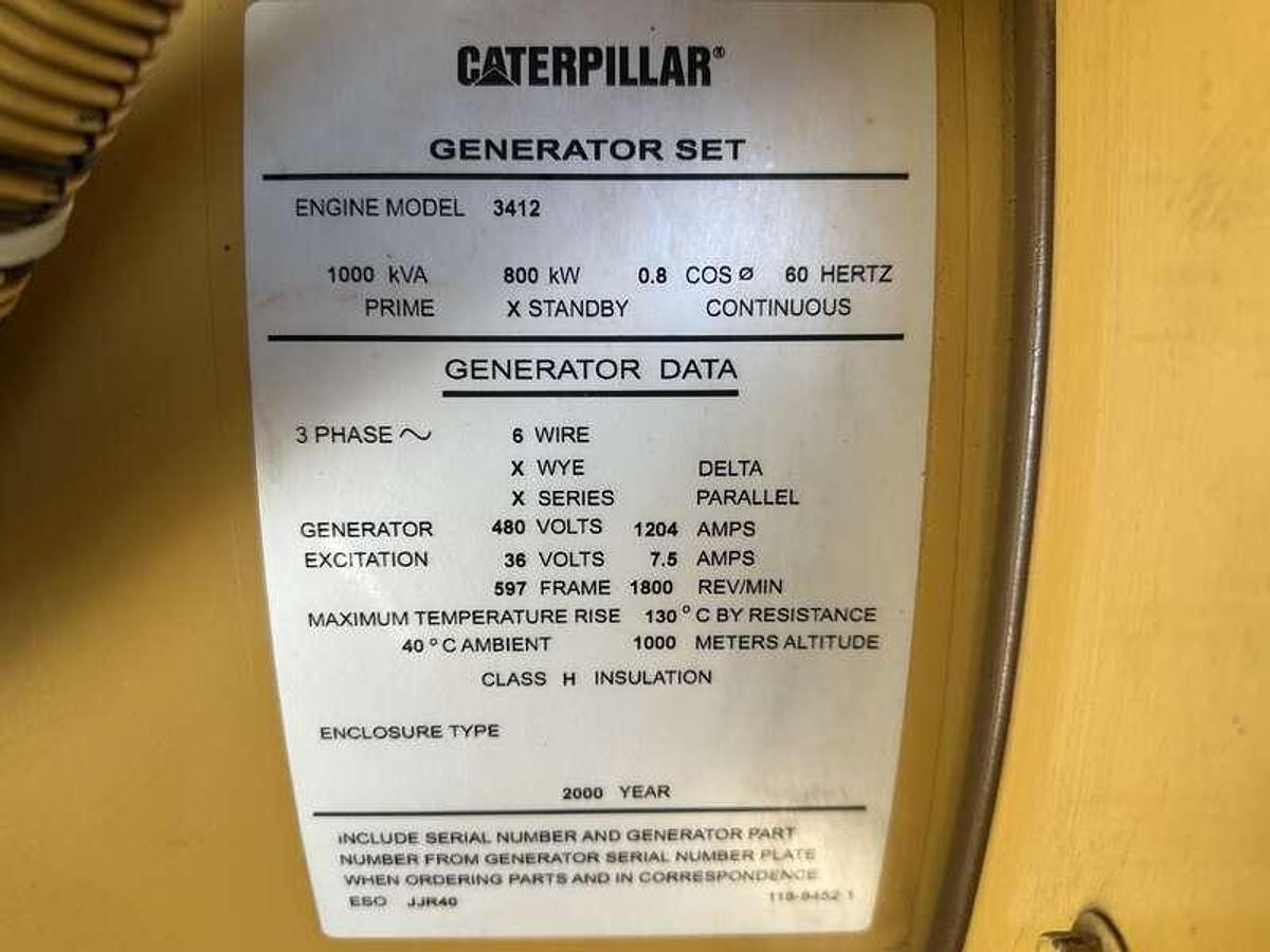2000 CATERPILLAR 3412 STANDBY POWER GENERATOR - undefined