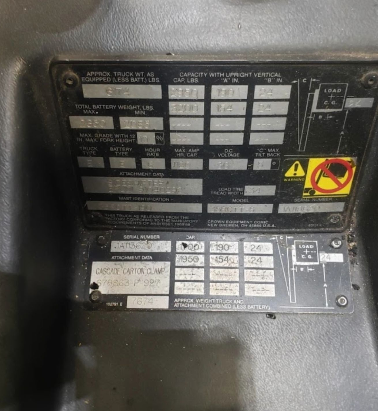 CROWN 35RCTT STAND-UP ELECTRIC COUNTERBALANCE FORKLIFT, 36V, 3500LB, 190IN LIFT, 7.2MPH - undefined