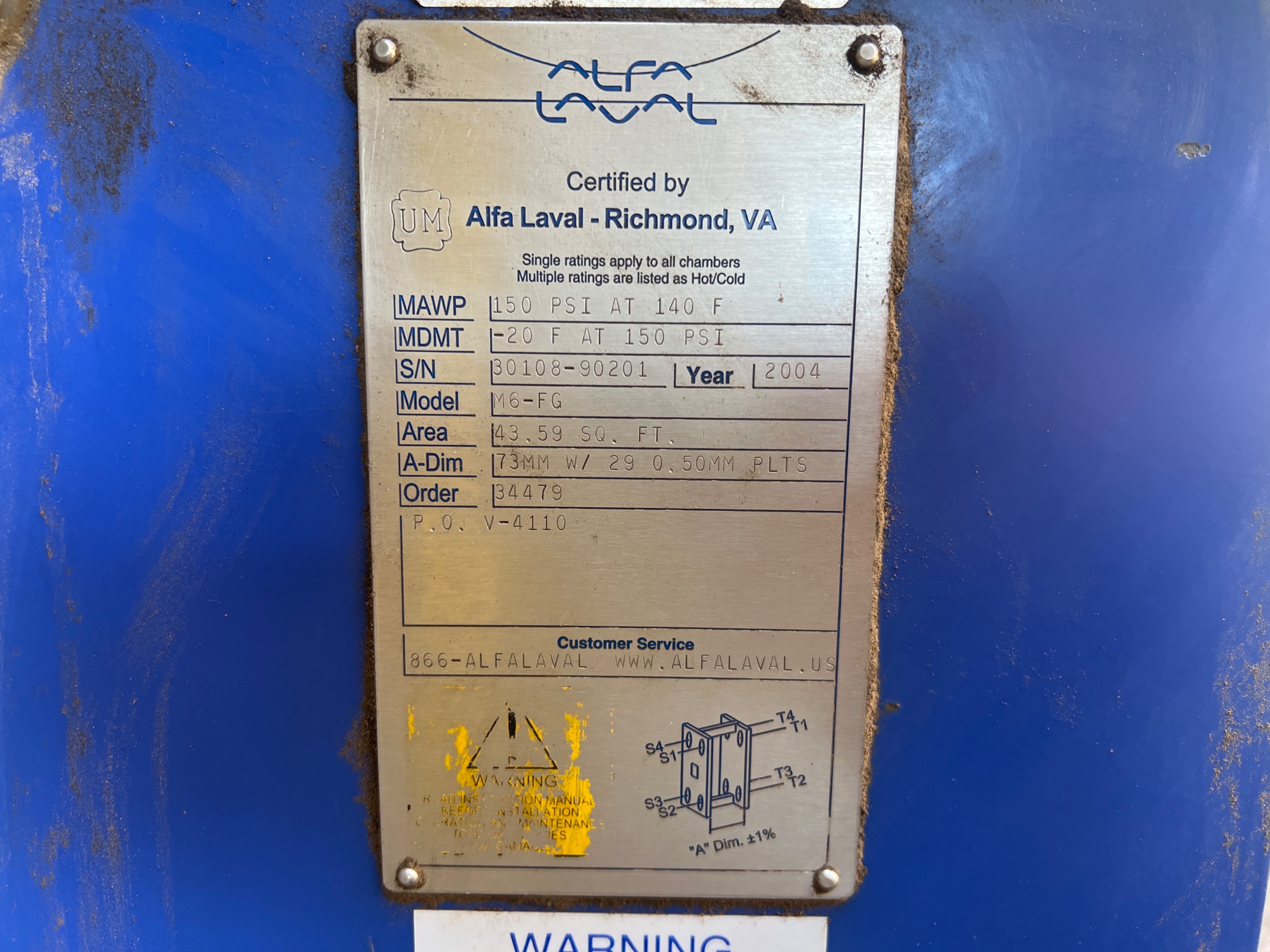2004 ALFA LAVAL M6-FG PLATE HEAT EXCHANGER - undefined
