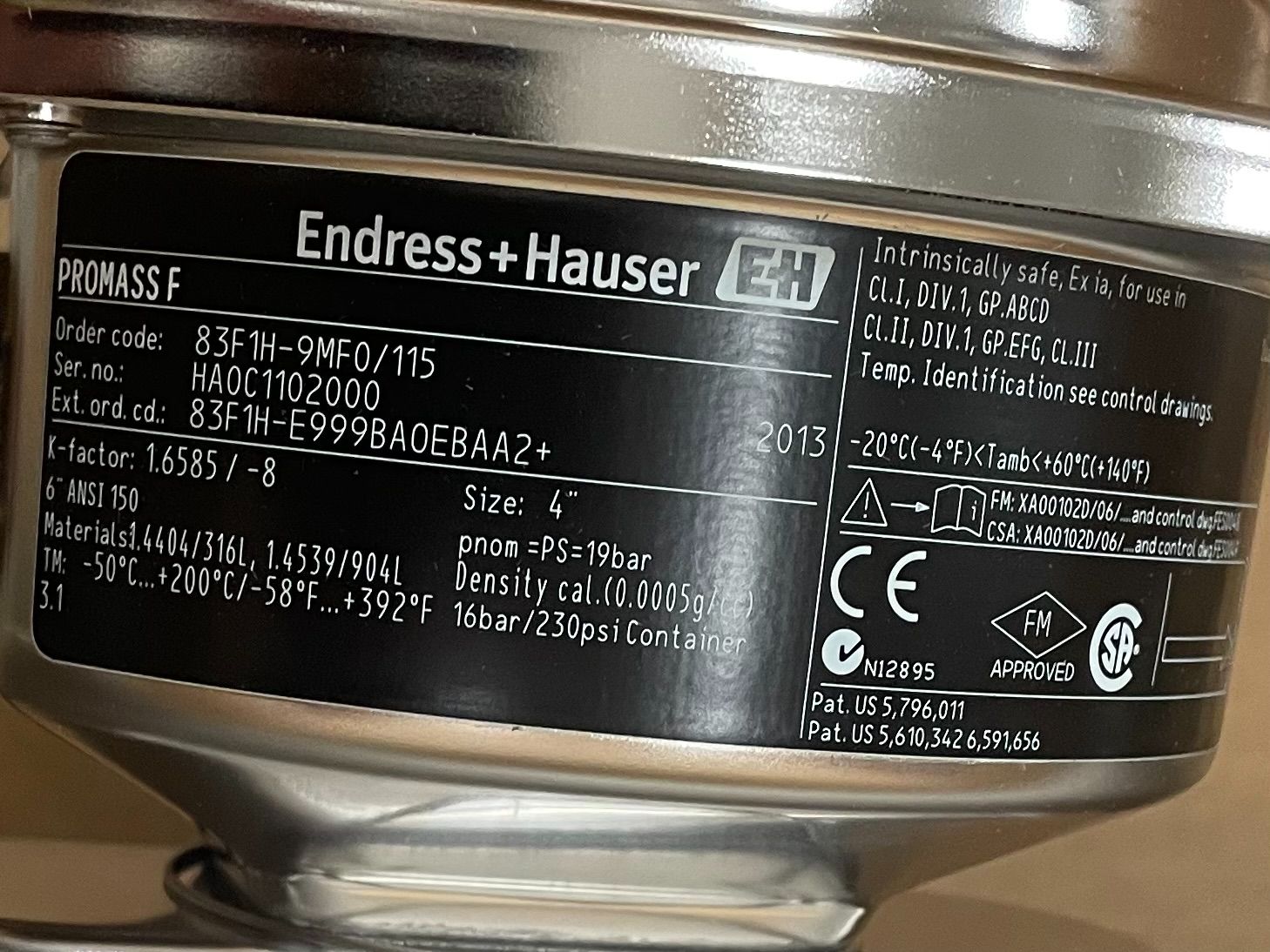 ENDRESS+HAUSER PROMASS 83F1H FLOW METER - undefined