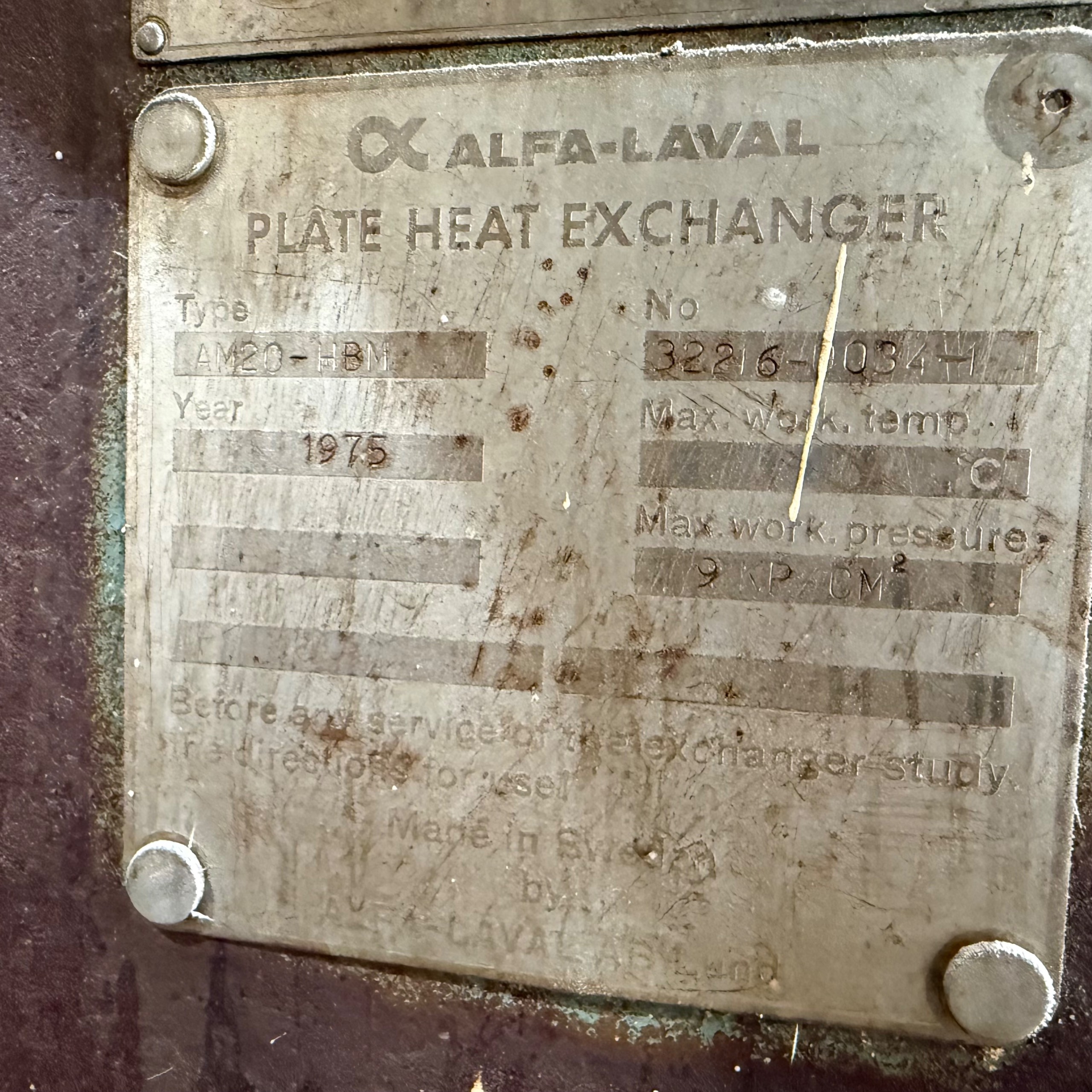 1975 ALFA LAVAL AM20-HBM HEAT EXCHANGER - undefined