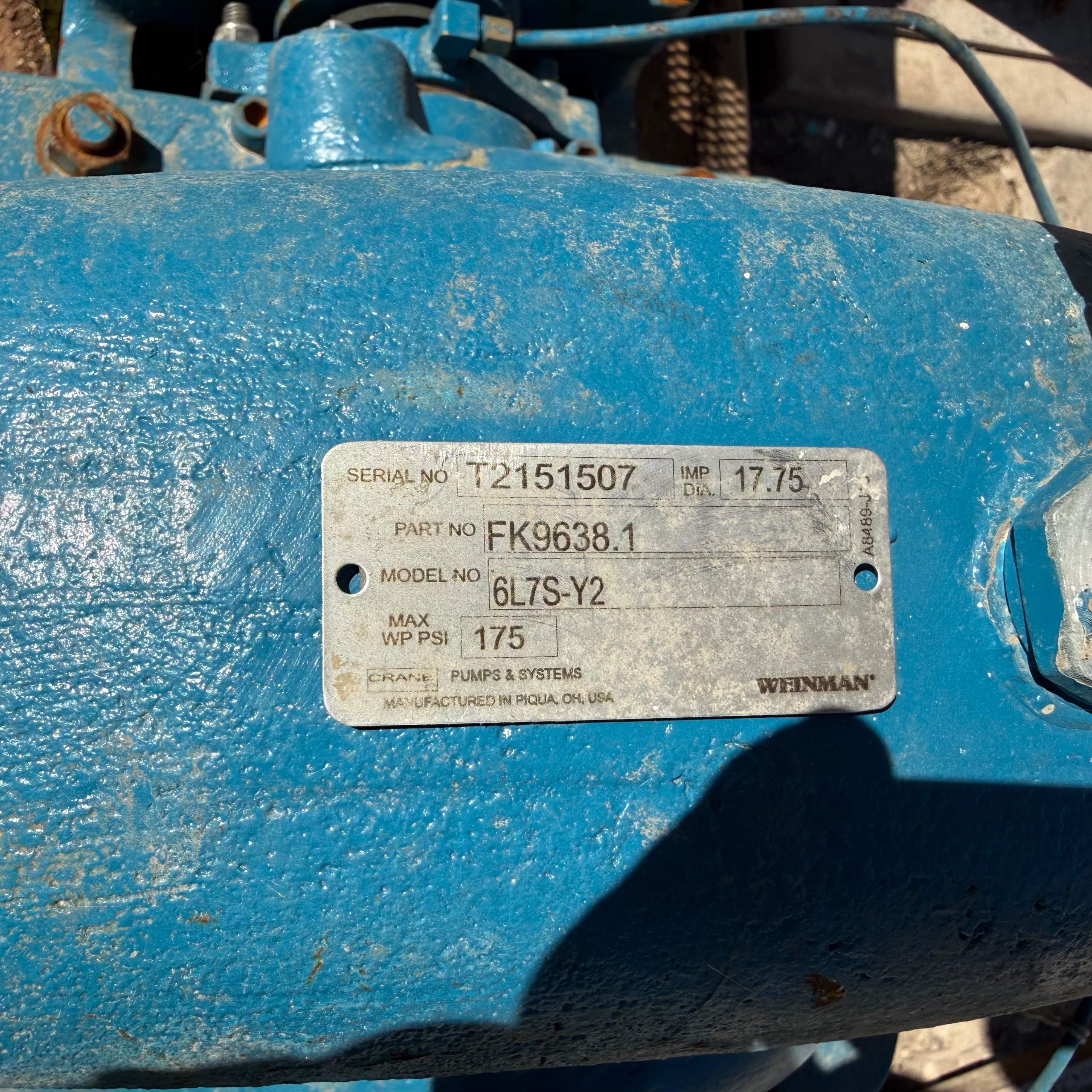WEINMAN 6L7S-Y2 PUMP & 250HP MOTOR ASSEMBLY - undefined