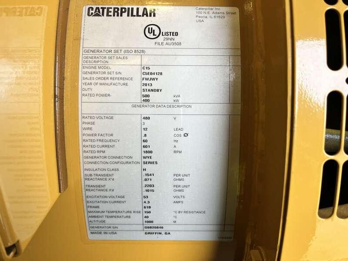 2013 CATERPILLAR C15 STANDBY POWER GENERATOR - undefined