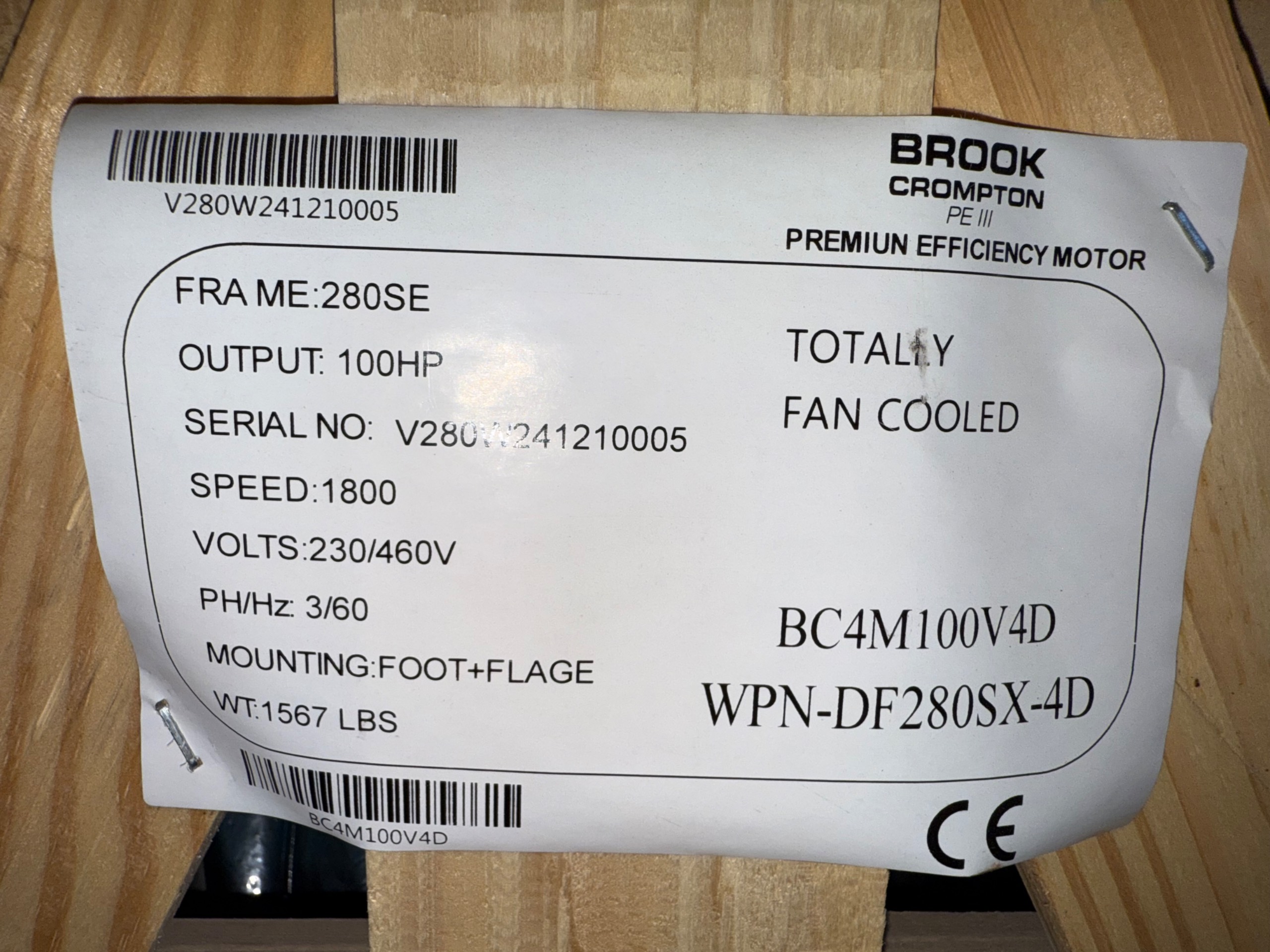 BROOK CROMPTON BC4M100V4D AC MOTOR - undefined