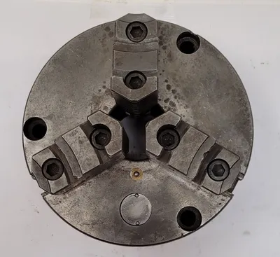 YAMAKAWA 6-1/2" 3 JAW LATHE CHUCK, 2" CENTER HOLE, FLAT BACK, MADE IN JAPAN - undefined