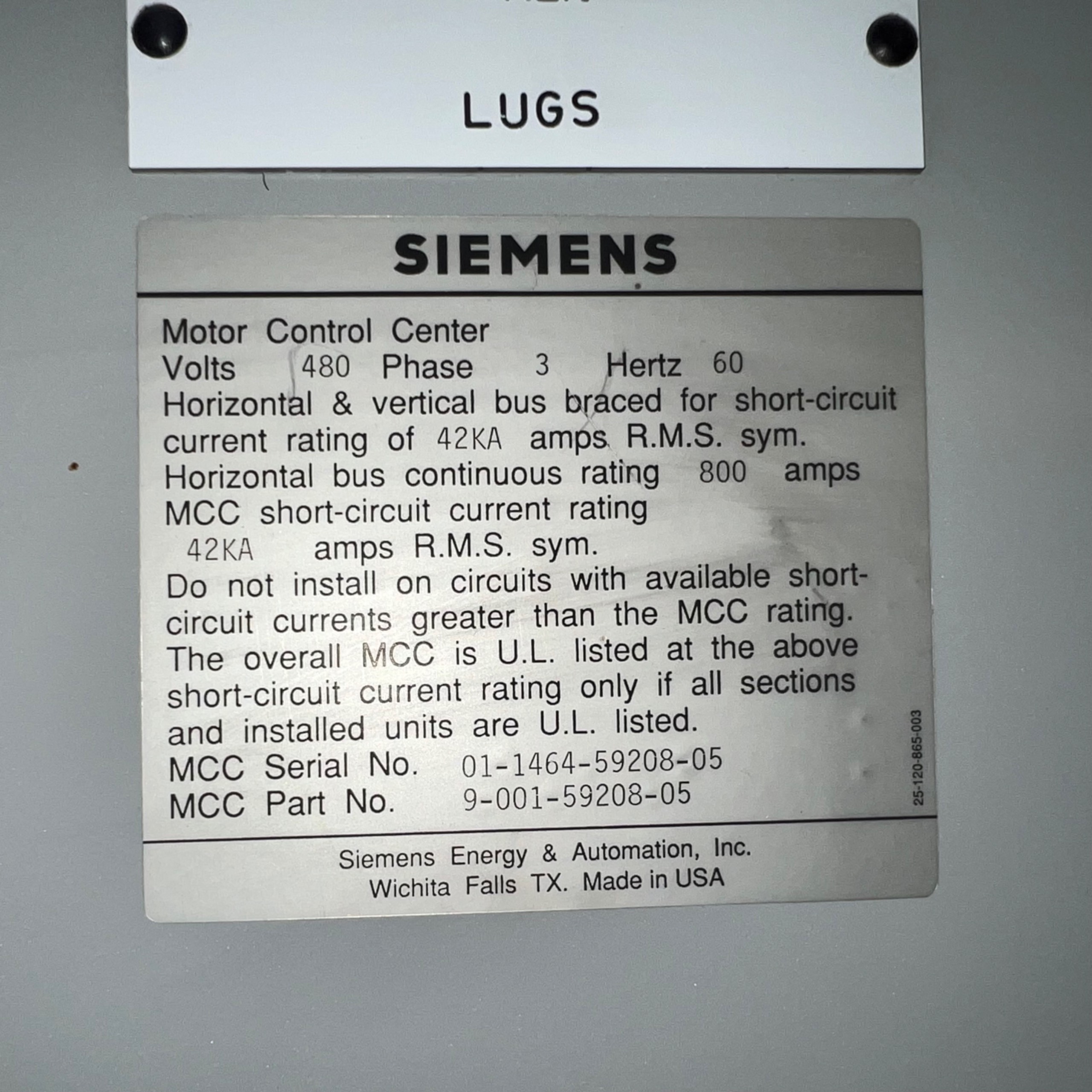 BULK QTY OF SIEMENS MOTOR CONTROL CENTERS - undefined