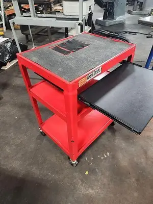 MOBILE SHOP COMPUTER TABLE, 18" X 24", 3 SHELF, W/ 13" X 19" KEYBOARD SHELF AND POWER STRIP - undefined