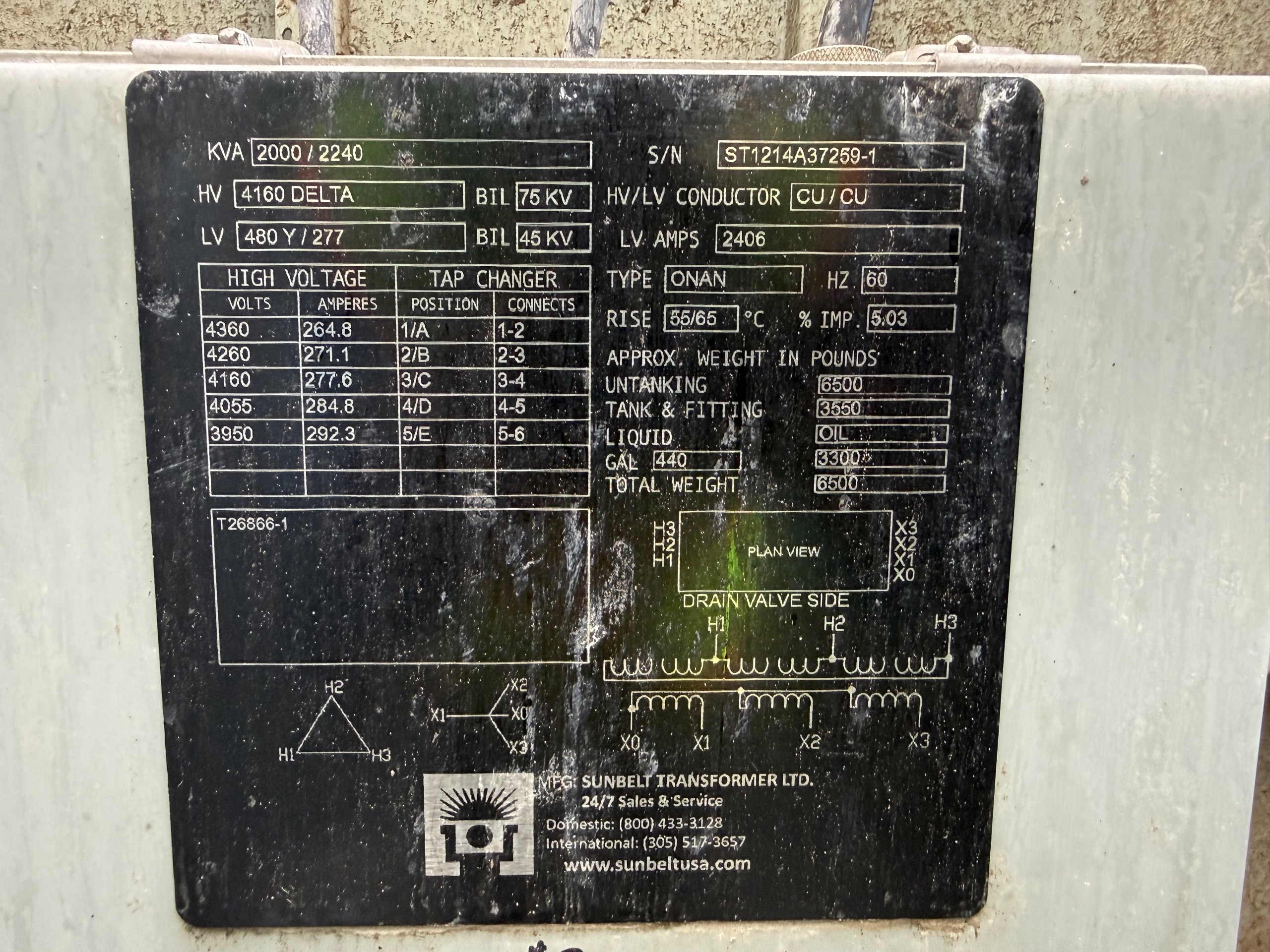 SUNBELT 2240 KVA OIL FILLED TRANSFORMER WITH SWITCHBOARD DISCONNECT - undefined