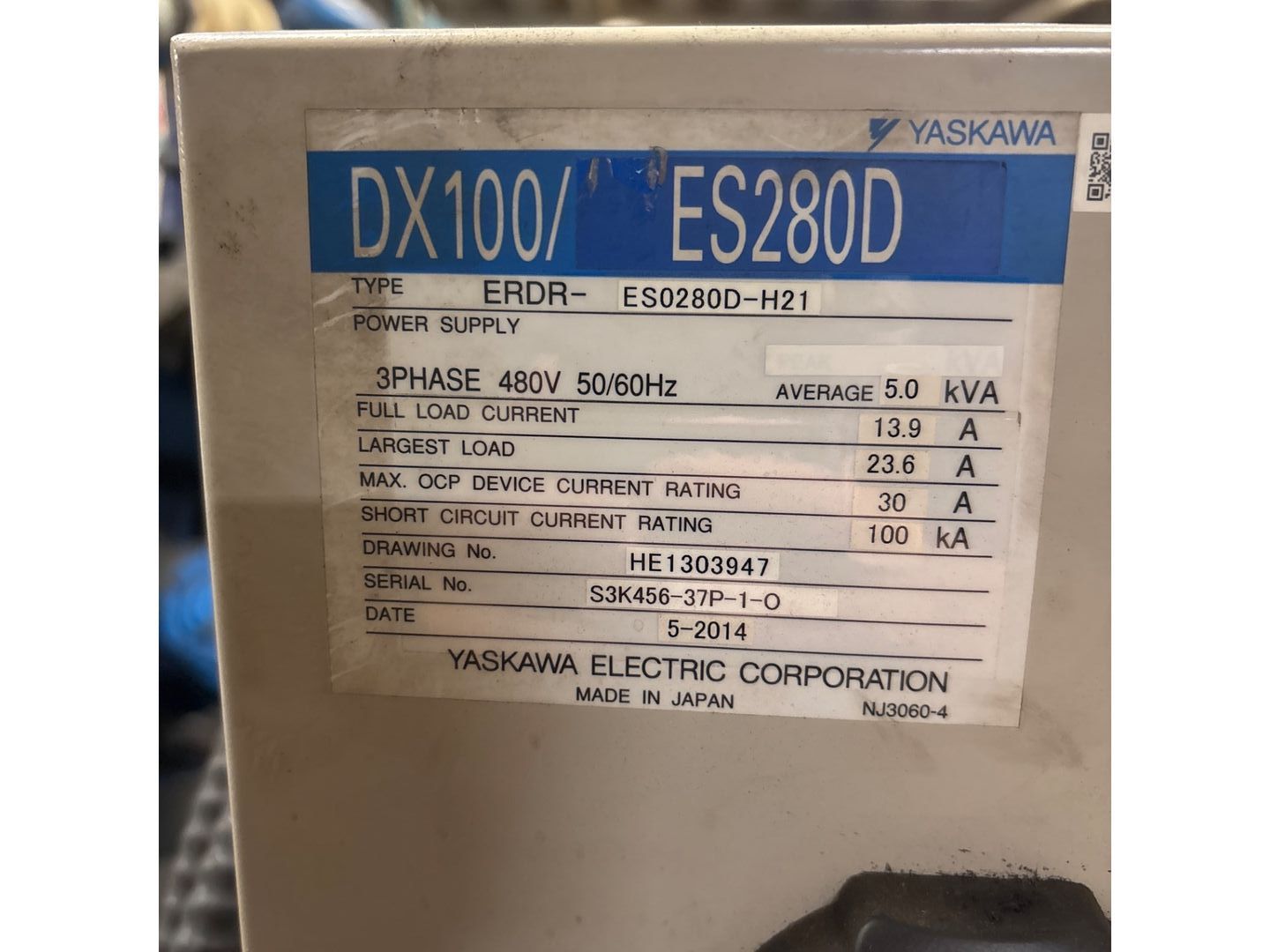 2014 YASKAWA MOTOMAN ES280D ARTICULATED ROBOT & DX100 CONTROLLER ASSEMBLY - undefined