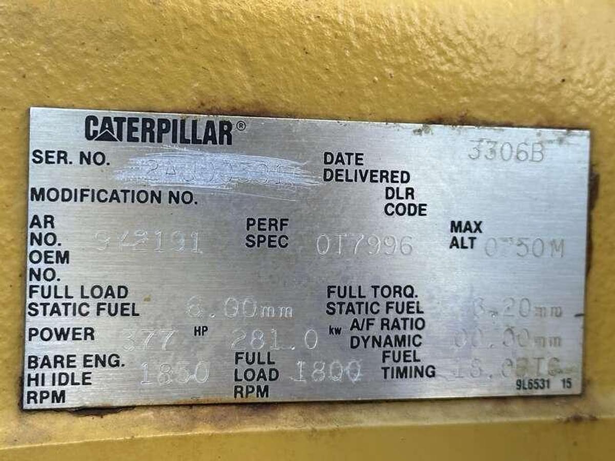 1991 CATERPILLAR 3306B DIESEL GENERATOR, 250 KW - undefined