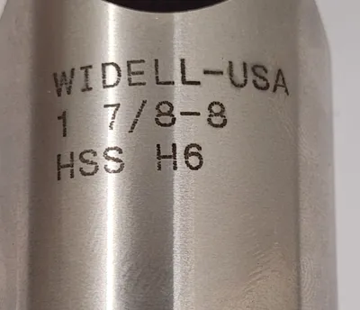 WIDELL INDUSTRIES 700382 PLUG TAP - 1 7/8IN D, 6 FLUTES, 7-1/4IN OAL, 3-5/8IN FL - undefined