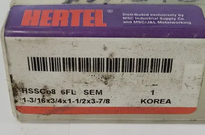 HERTEL HSS CO8 6FL SEM COBALT SQUARE END MILL, 1-3/16" DIAMETER, 6 FLUTES, RIGHT HAND CUT - undefined
