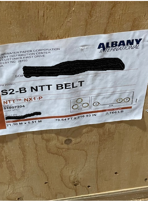 QTY 4: 2019 ALBANY INTERNATIONAL NX1-P BELTS FOR NTT TISSUE MACHINE - undefined