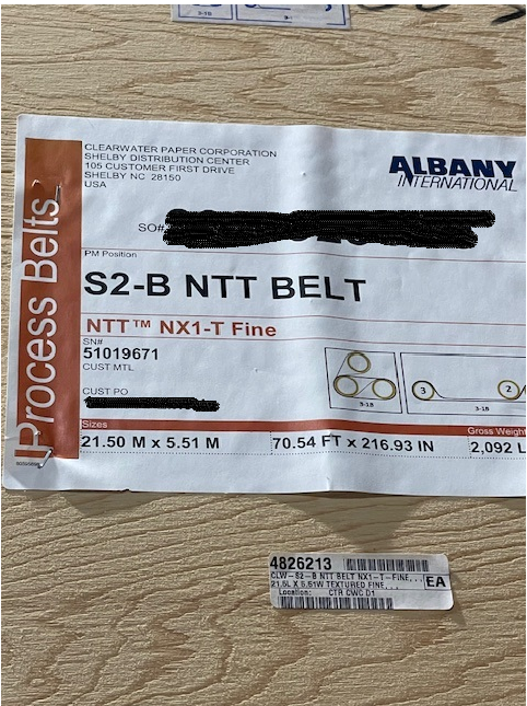 QTY 3: 2019 ALBANY INTERNATIONAL NX1-T BELTS FOR AN NTT TISSUE MACHINE - undefined