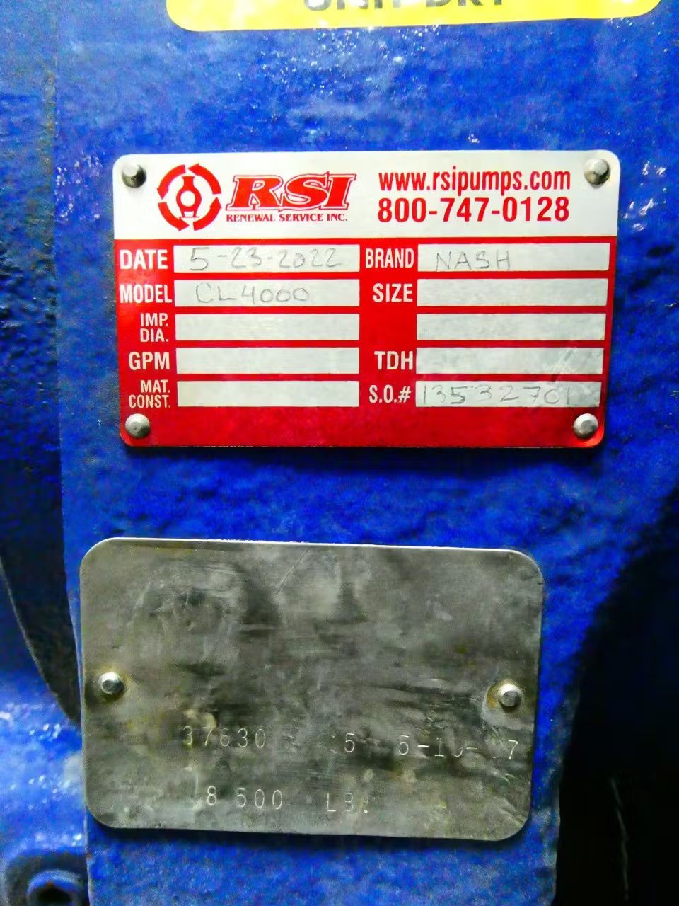 NASH CL4000 IRON LIQUID RING VACUUM PUMP 8X10IN - undefined