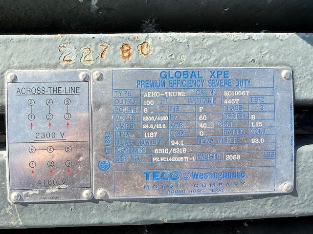 WESTINGHOUSE KG1006T 100 HP AC MOTOR - undefined