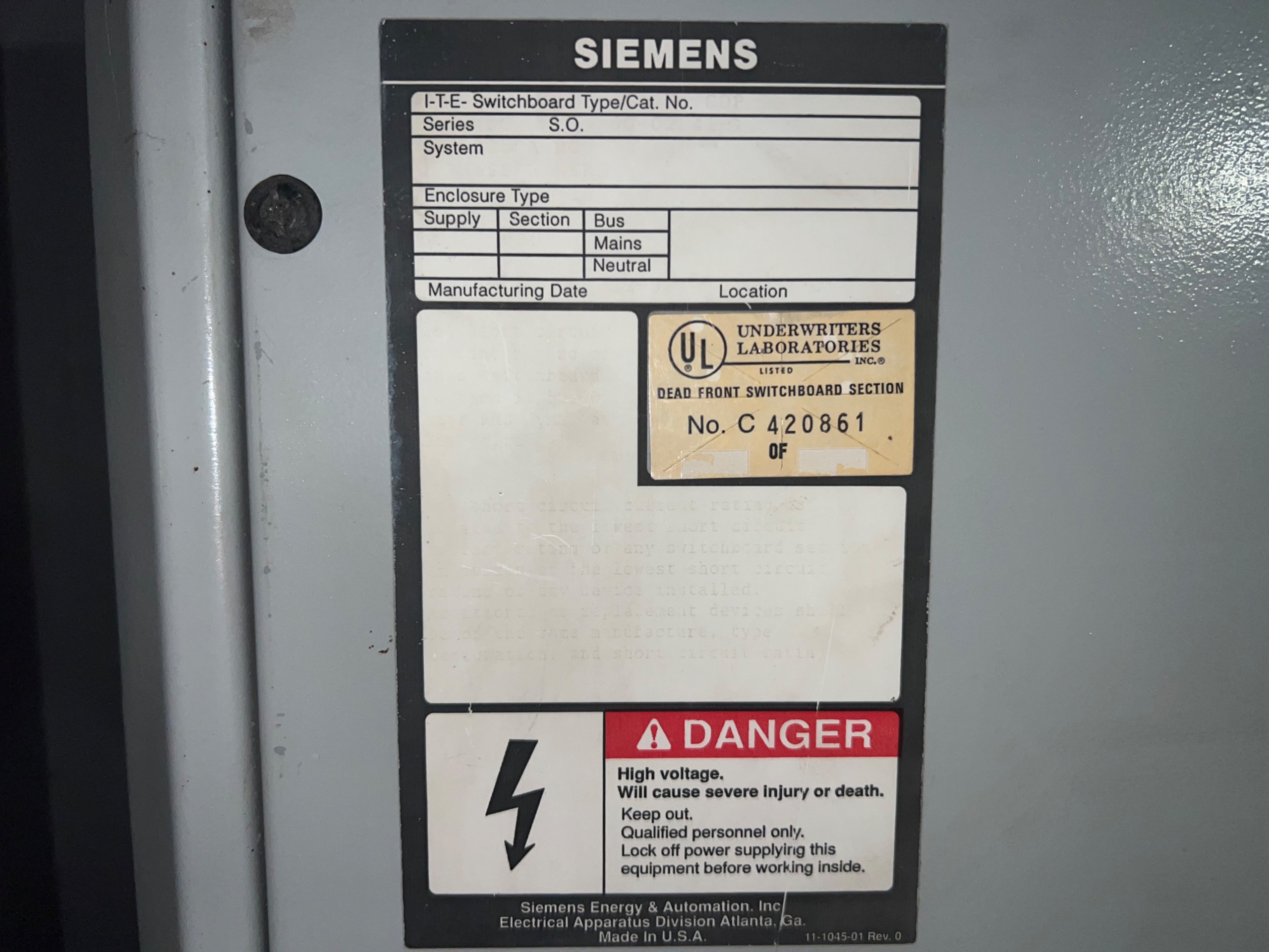SIEMENS SWITCHBOARD - undefined