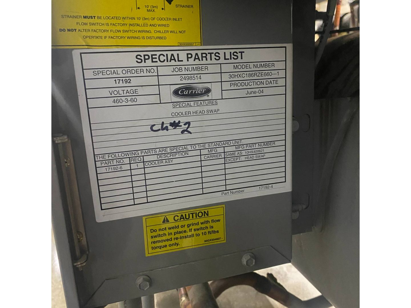 2004 CARRIER 30HXC186RZE660 AQUAFORCE CHILLER - undefined