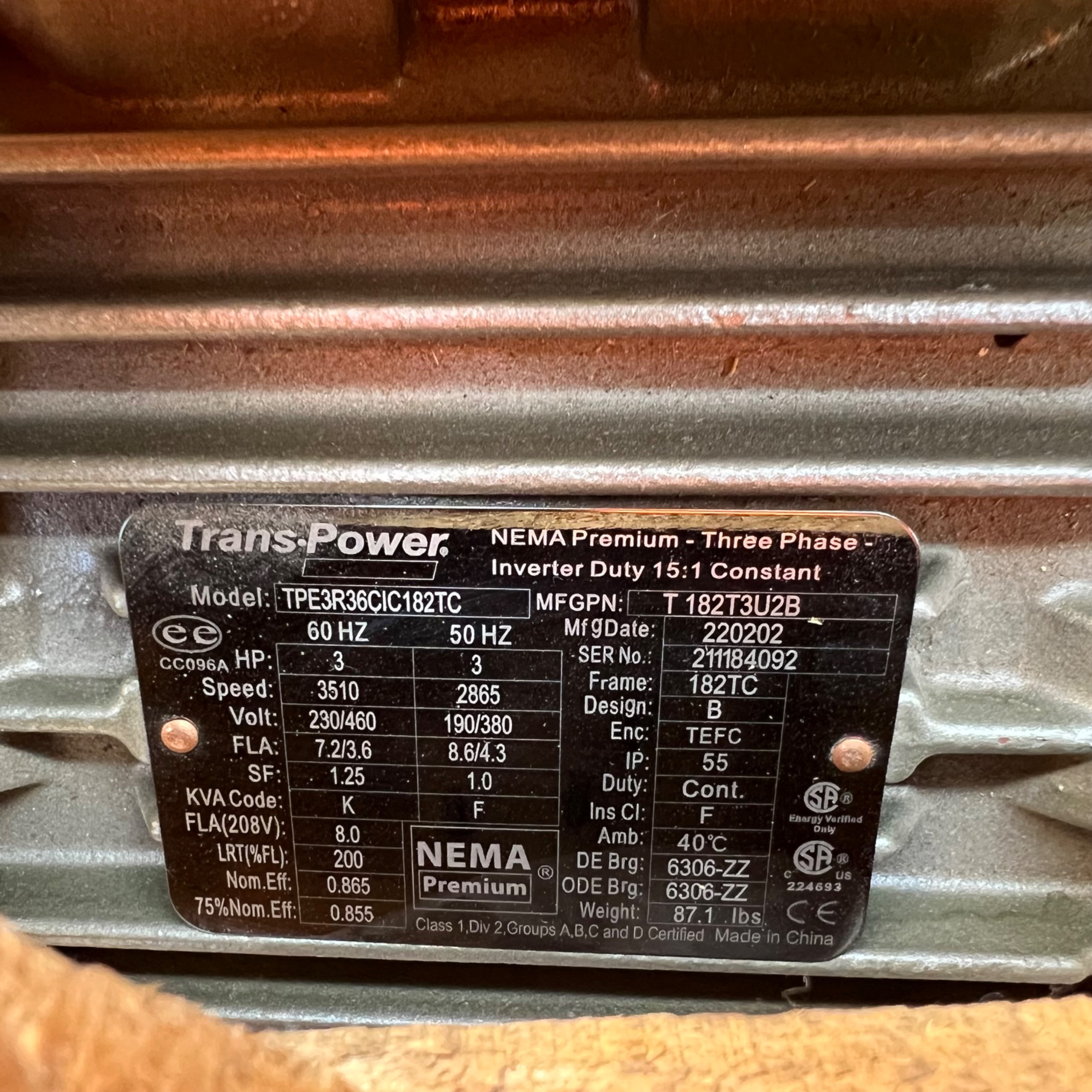 QTY 3: TRANS•POWER ELECTRIC MOTORS - undefined