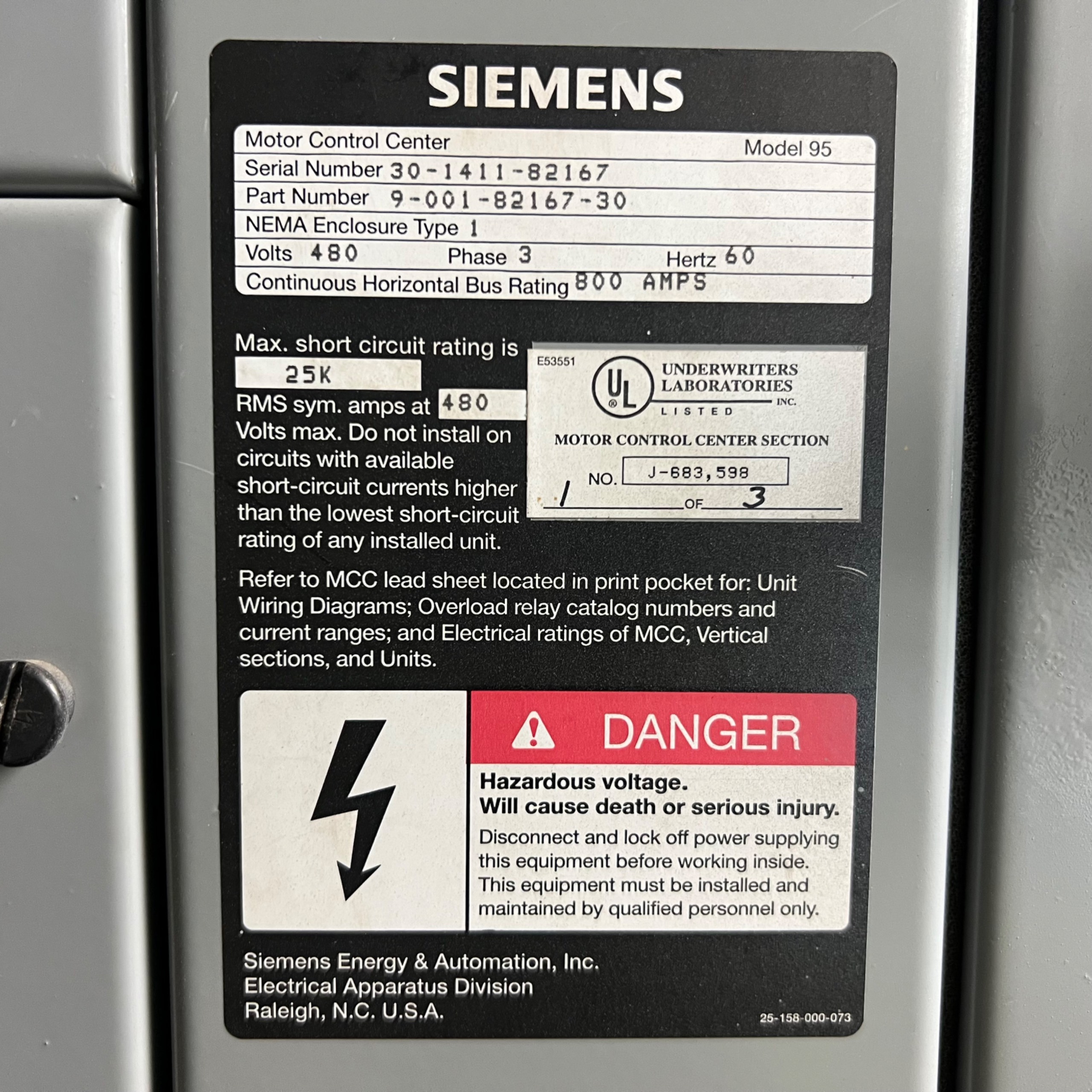BULK QTY OF SIEMENS MOTOR CONTROL CENTERS - undefined