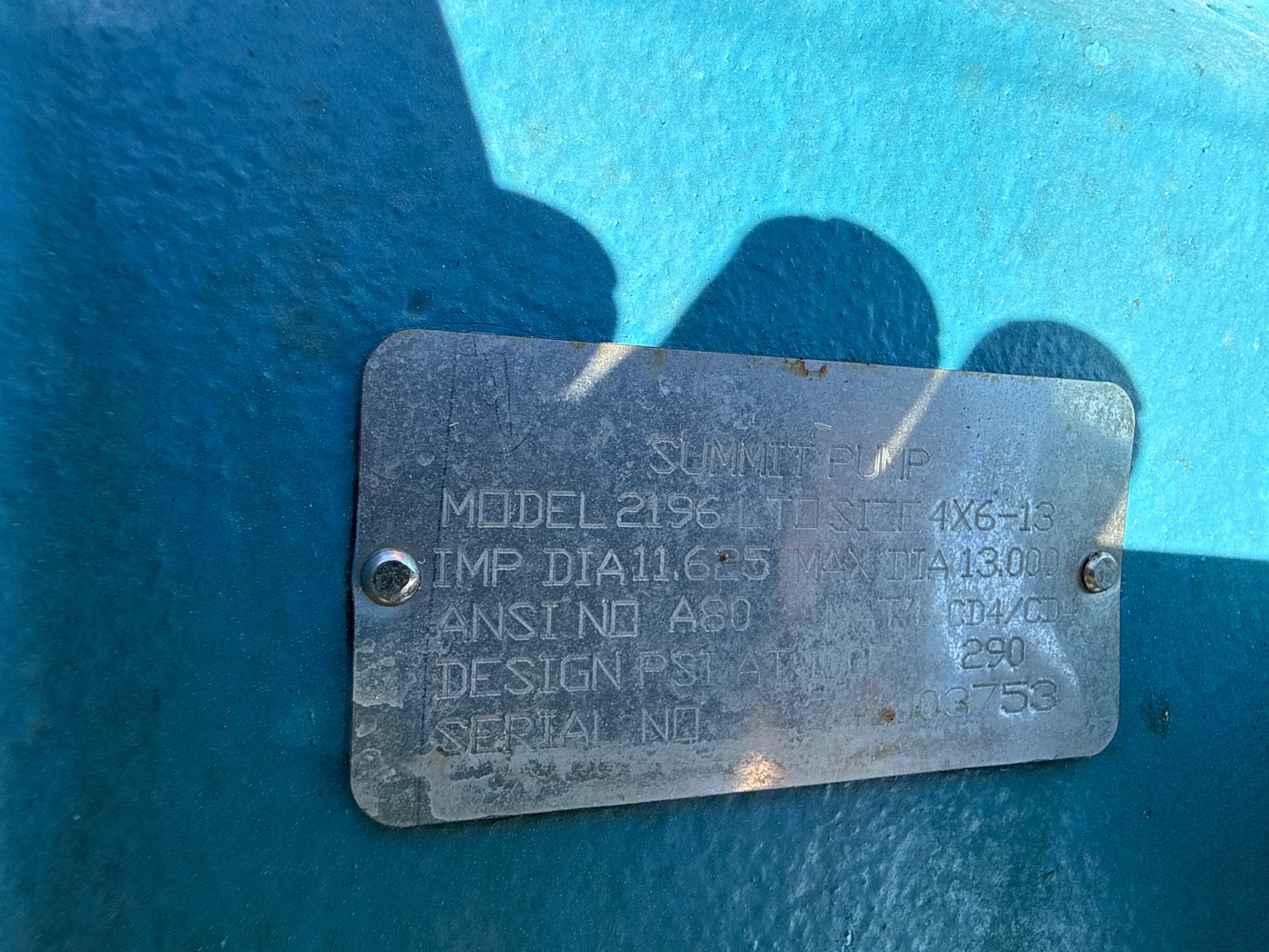 SUMMIT 2196 LTO CENTRIFUGAL PUMP, 4X6X13, 60HP - undefined