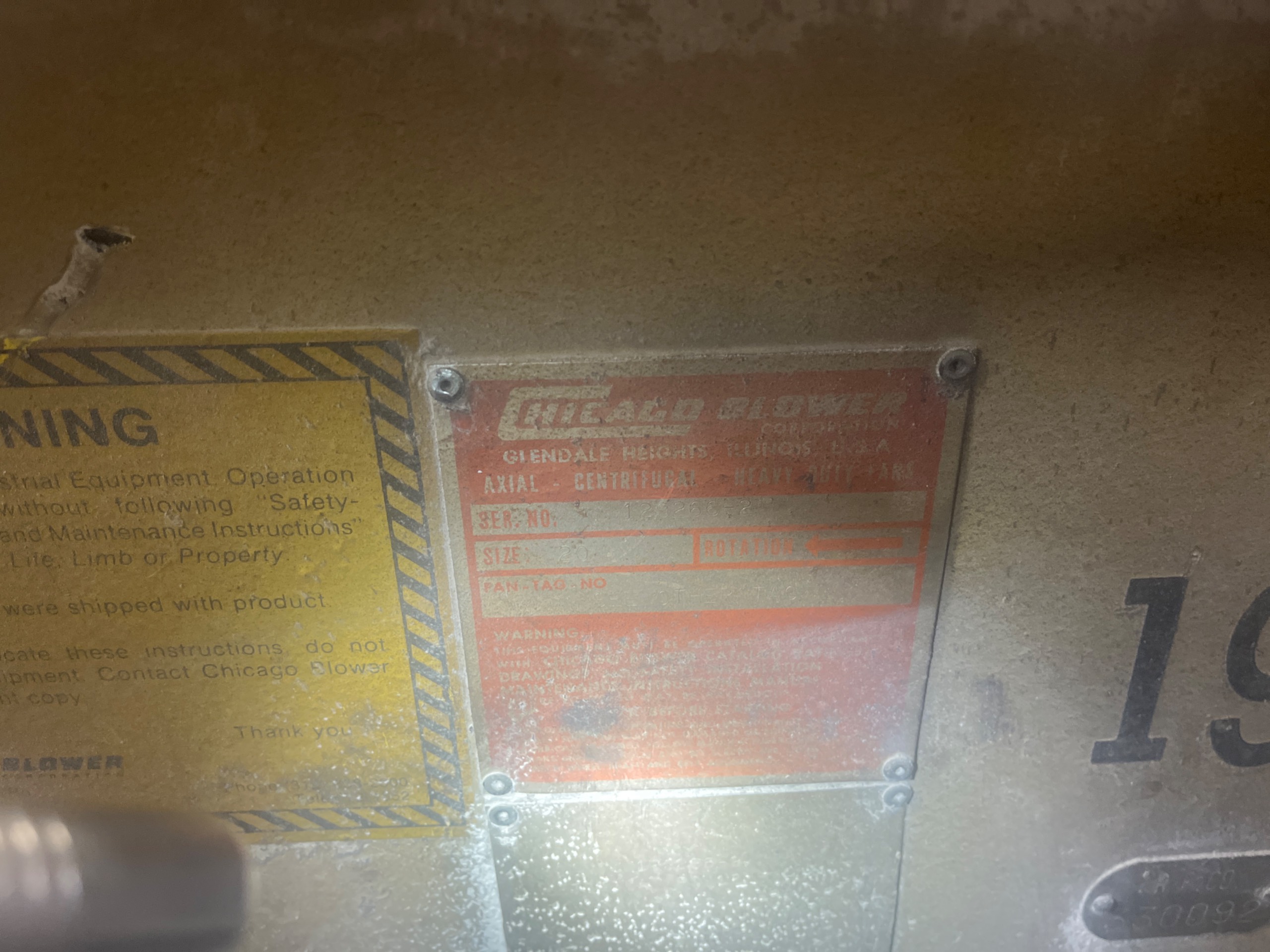 CHICAGO BLOWER SIZE 20 CENTRIFUGAL BLOWER - undefined