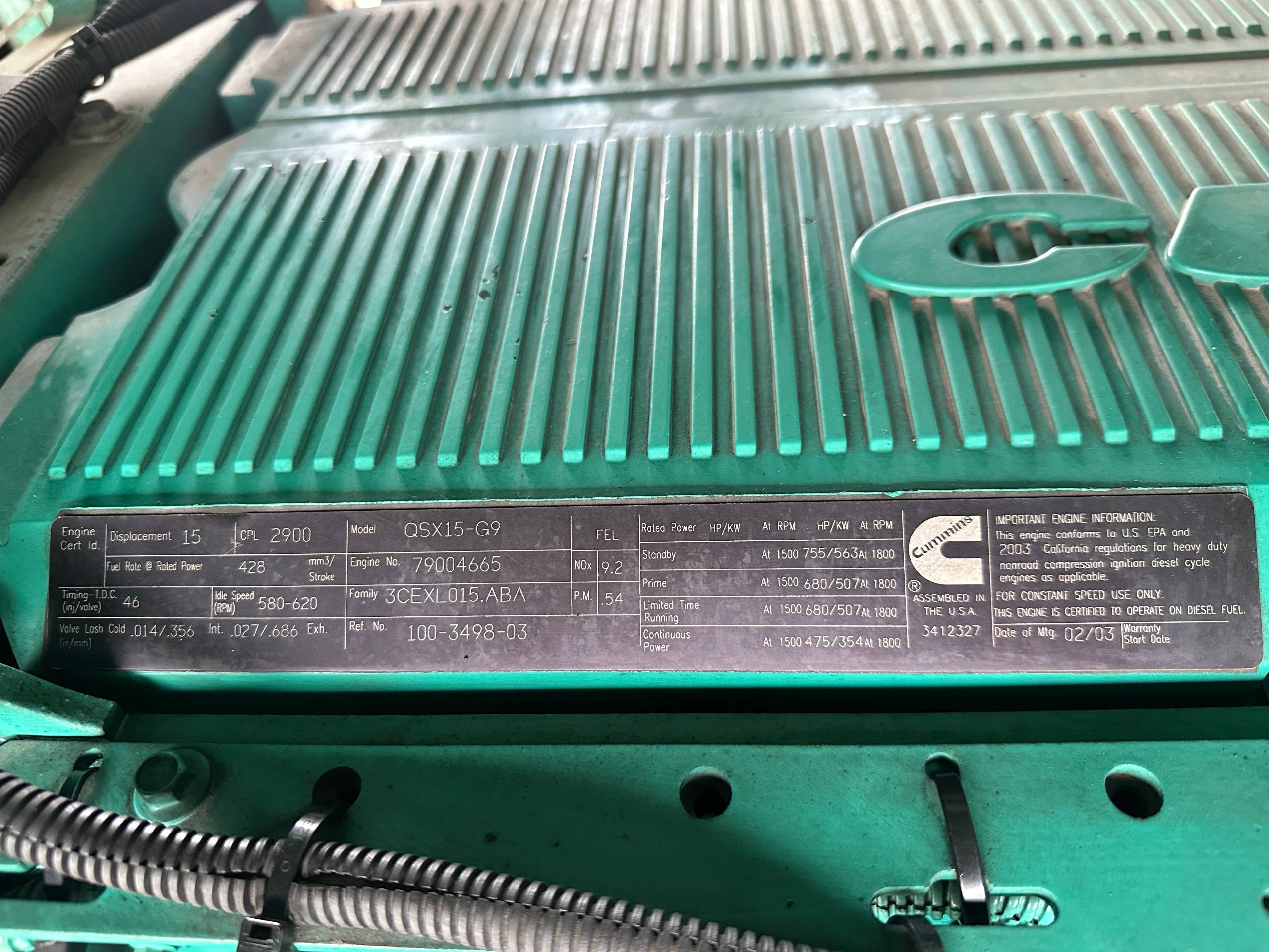 2003 CUMMINS DFEK 500 KW DIESEL GENERATOR - undefined