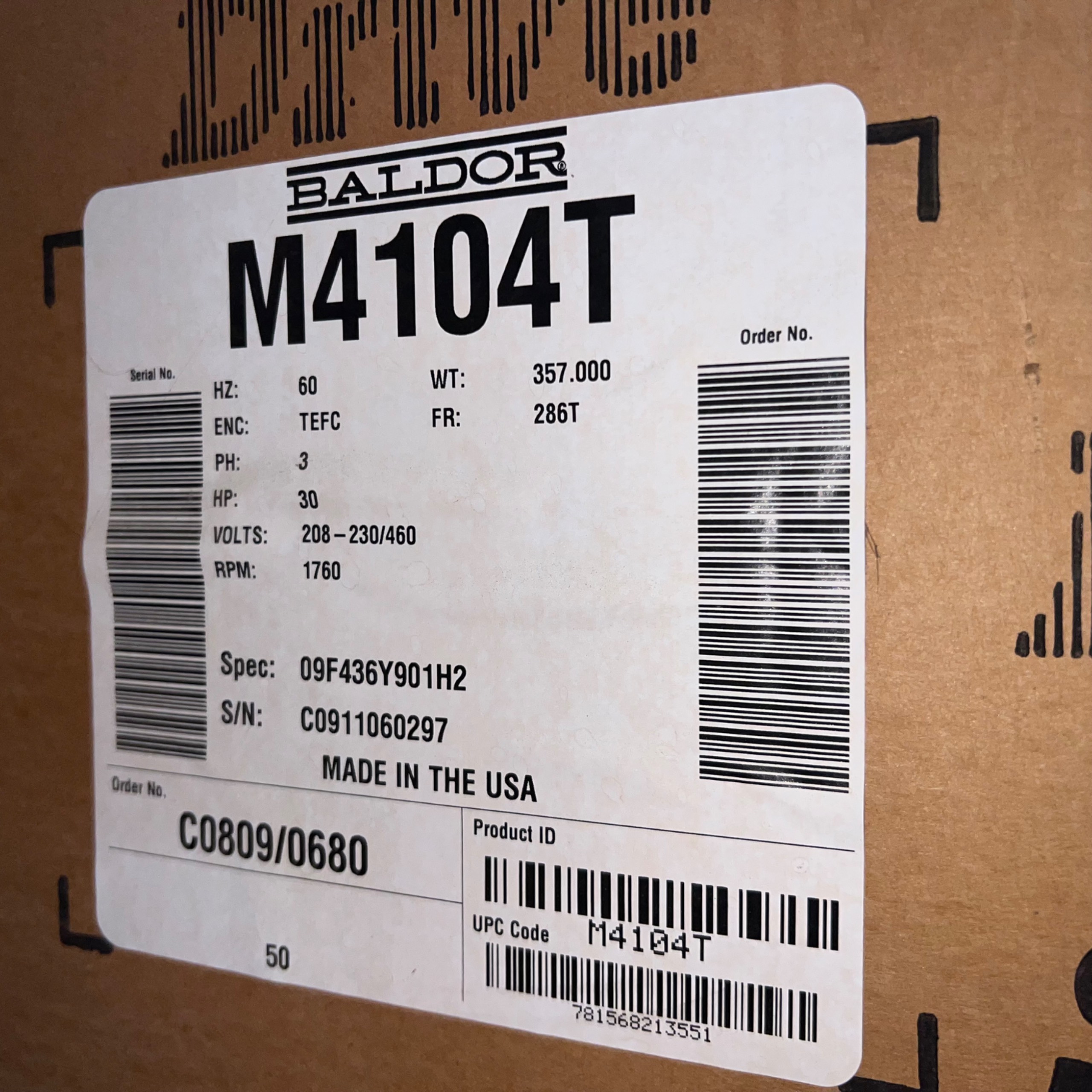 BALDOR M4104T AC MOTOR - undefined