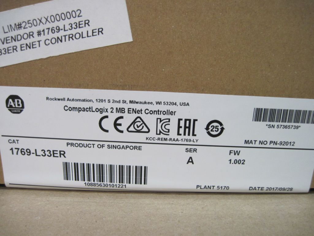 2017 ALLEN BRADLEY AB 1769-L33ER COMPACTLOGIX CONTROLLER - undefined