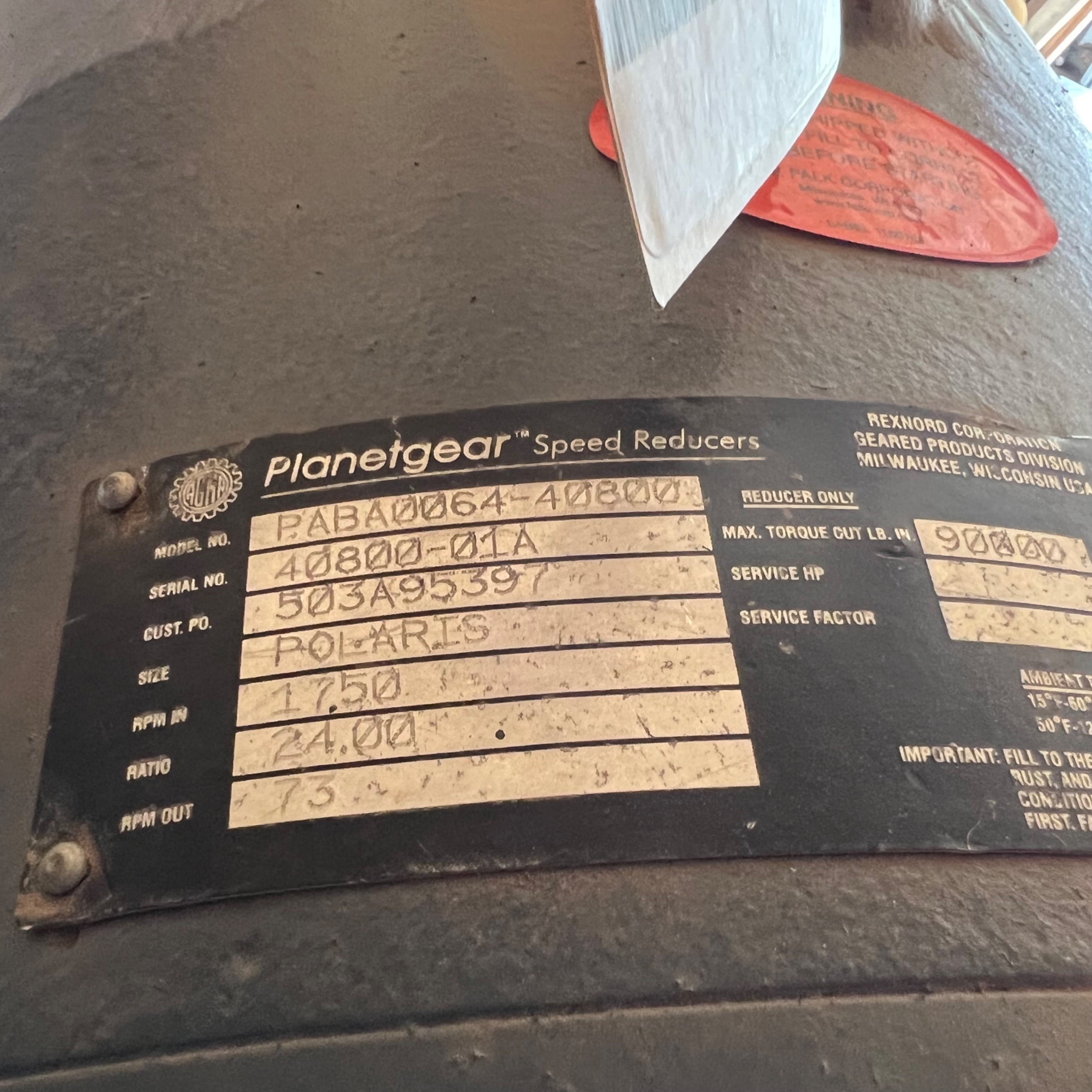 2011 FALK PABA0064-40800 GEAR REDUCER - undefined