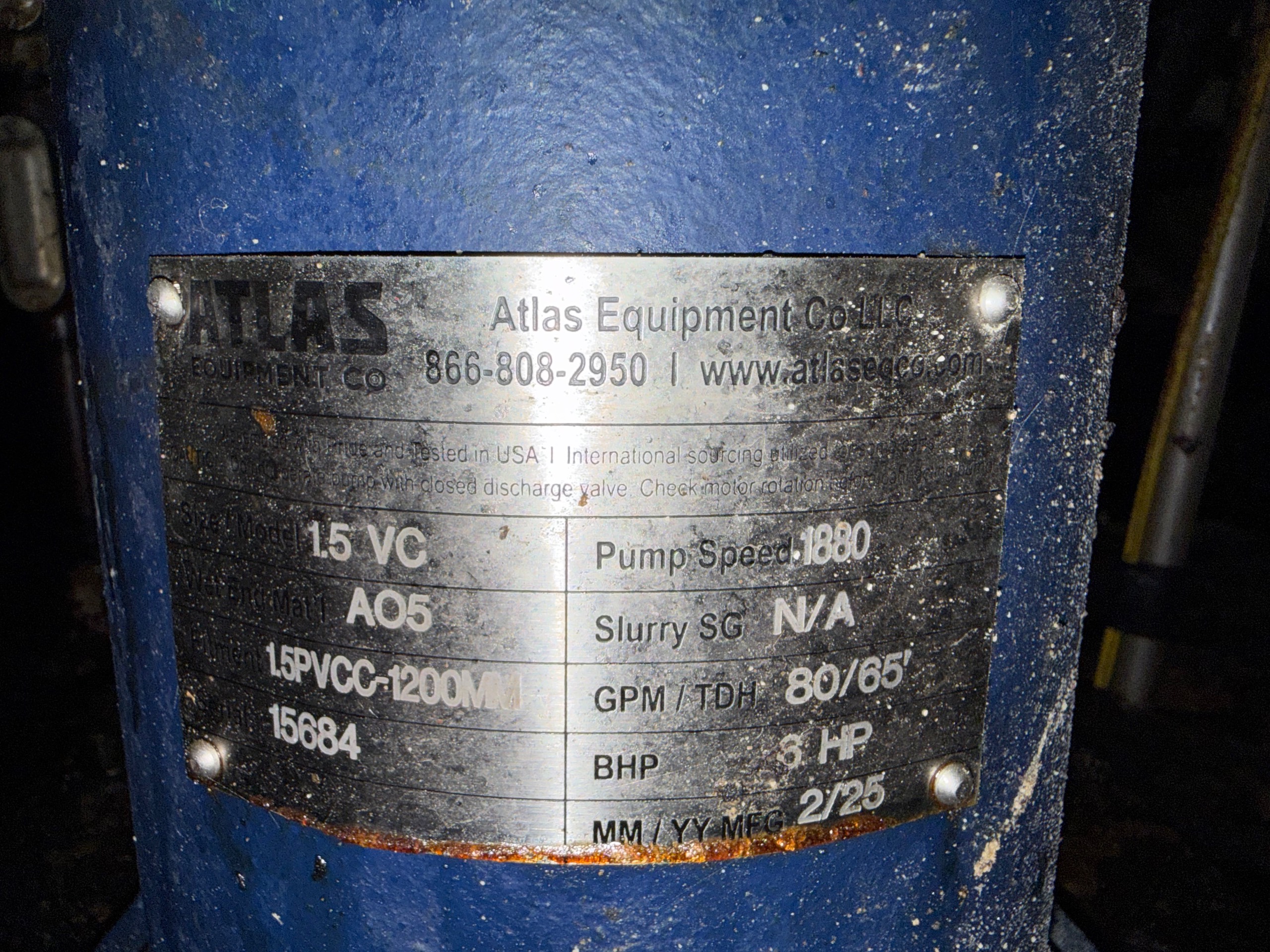 ATLAS EQUIPMENT 1.5 VC PUMP & MOTOR ASSEMBLY - undefined