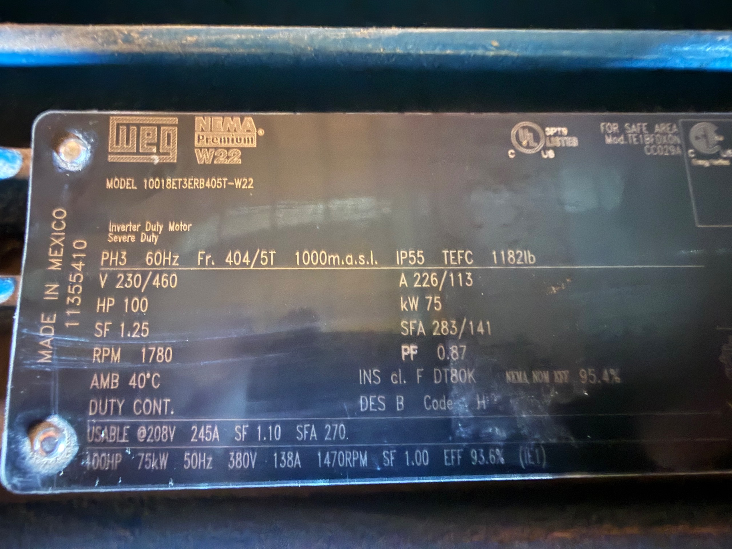 WEG 100 HP AC MOTOR - undefined