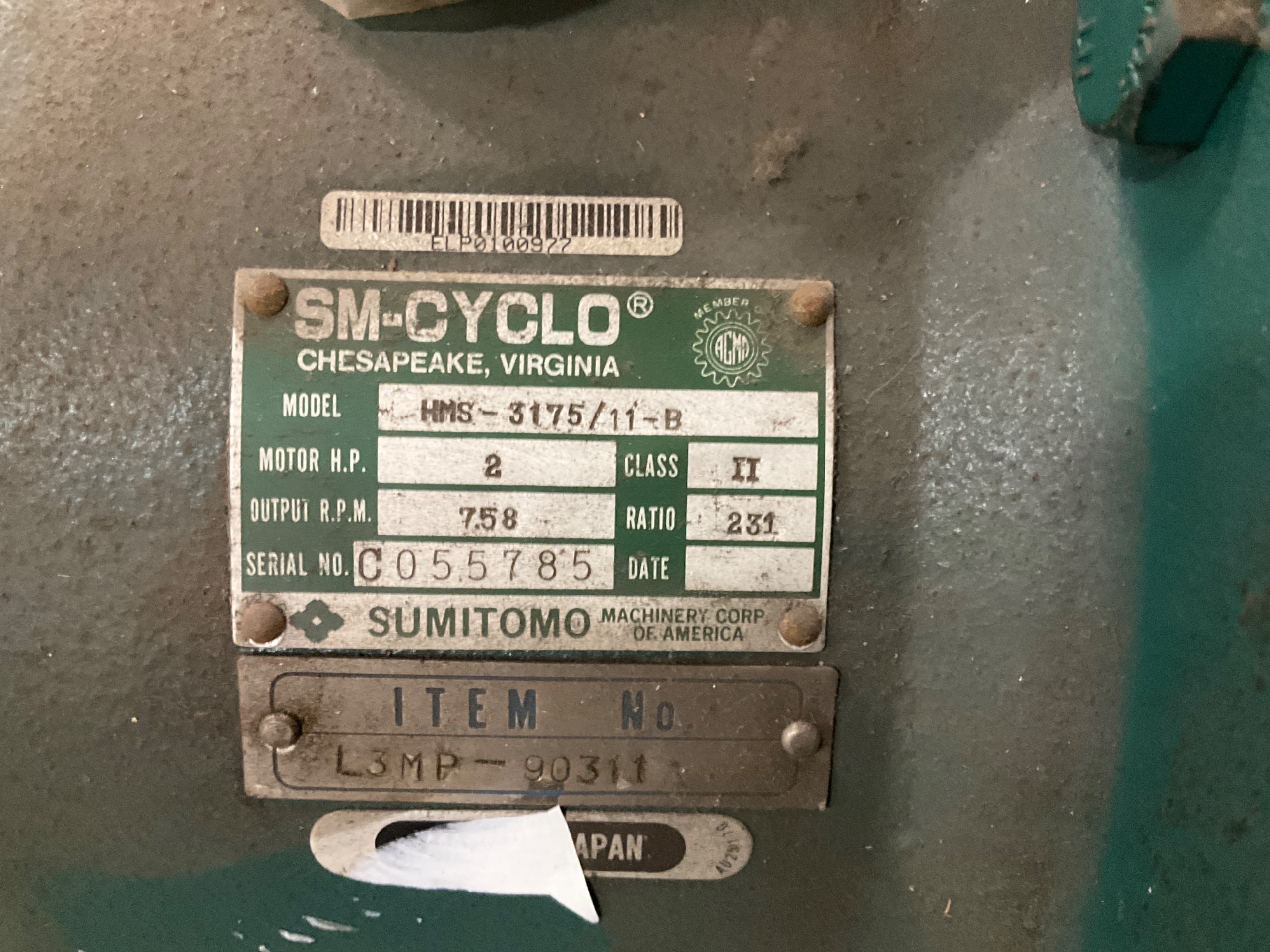 SUMITOMO MOTOR & GEARBOX ASSEMBLY - undefined