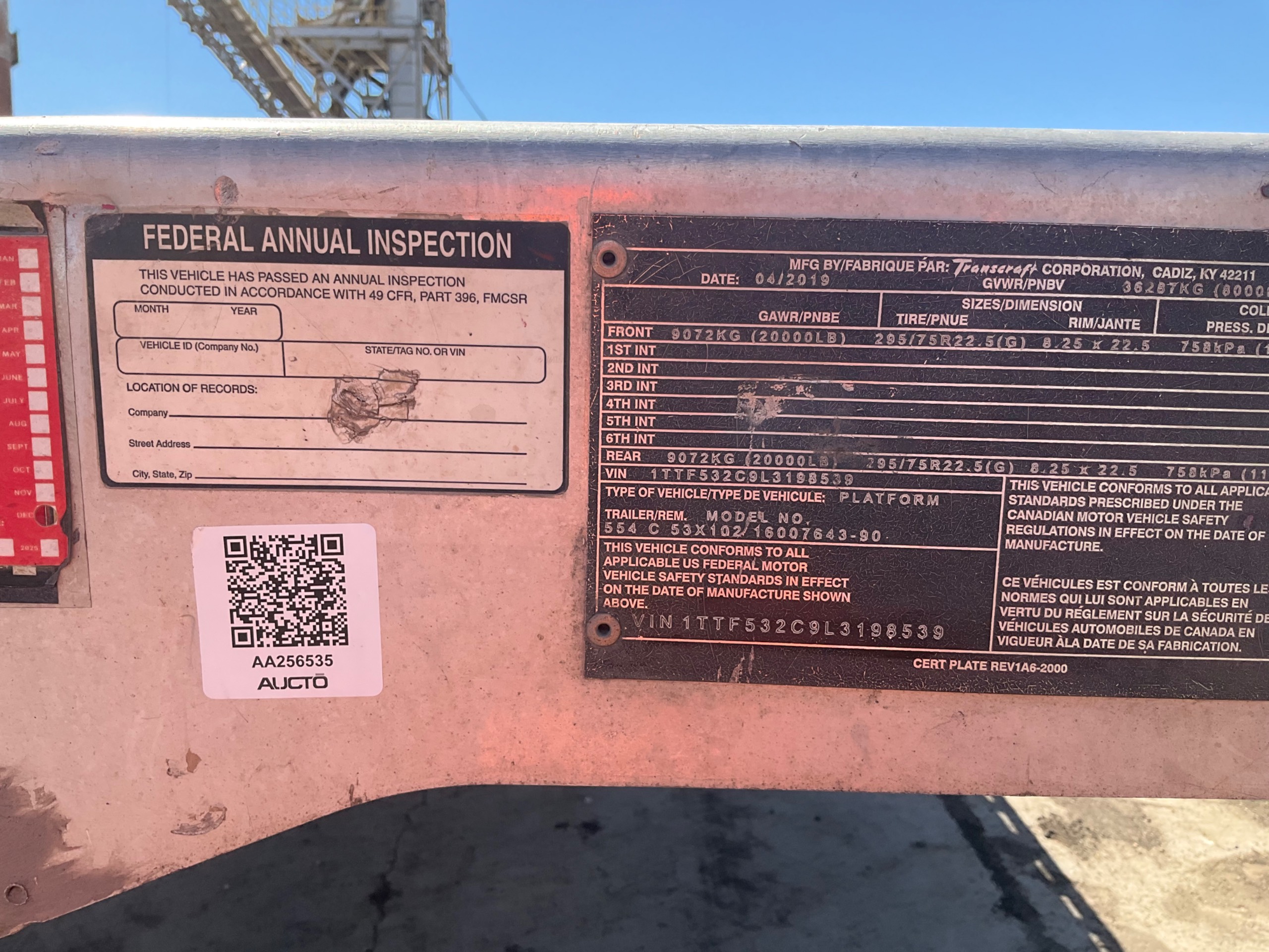 2019 TRANSCRAFT 554C FLATBED TRAILER - undefined