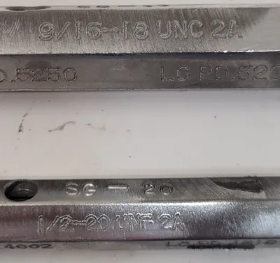 GO/NO GO PLUG GAUGE SET (3) - 9/16-18 UNC 2A, 1/2-20 UNF 2A, .5625-12 UNC-2B - undefined