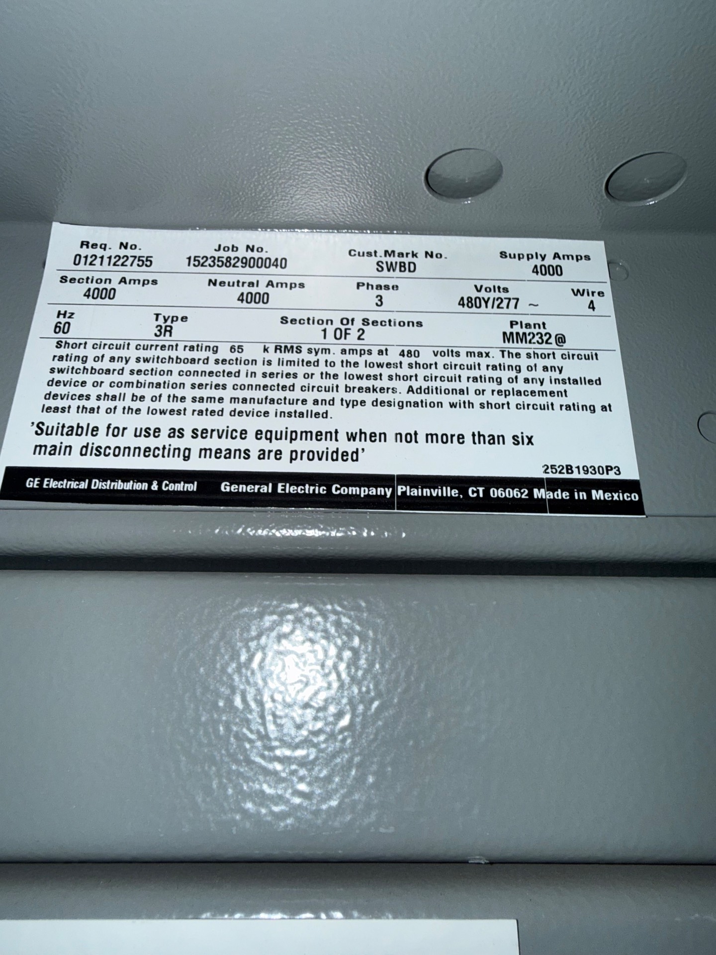 GENERAL ELECTRIC DISTRIBUTION POWER CENTER - undefined