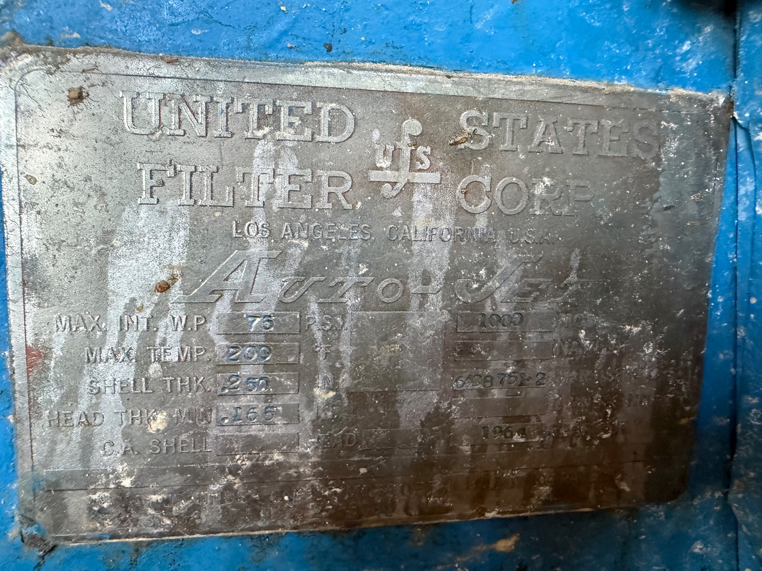 1964 UNITED STATES FILTER CORP. AUTO-JET 1000 FILTER - undefined